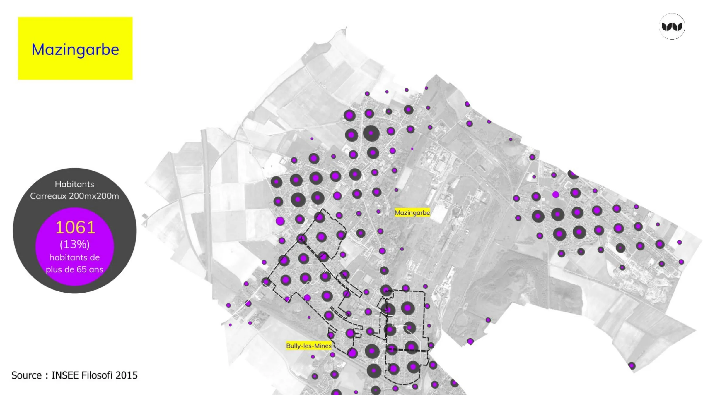Répartition des habitants de plus de 65 ans à Mazingarbe