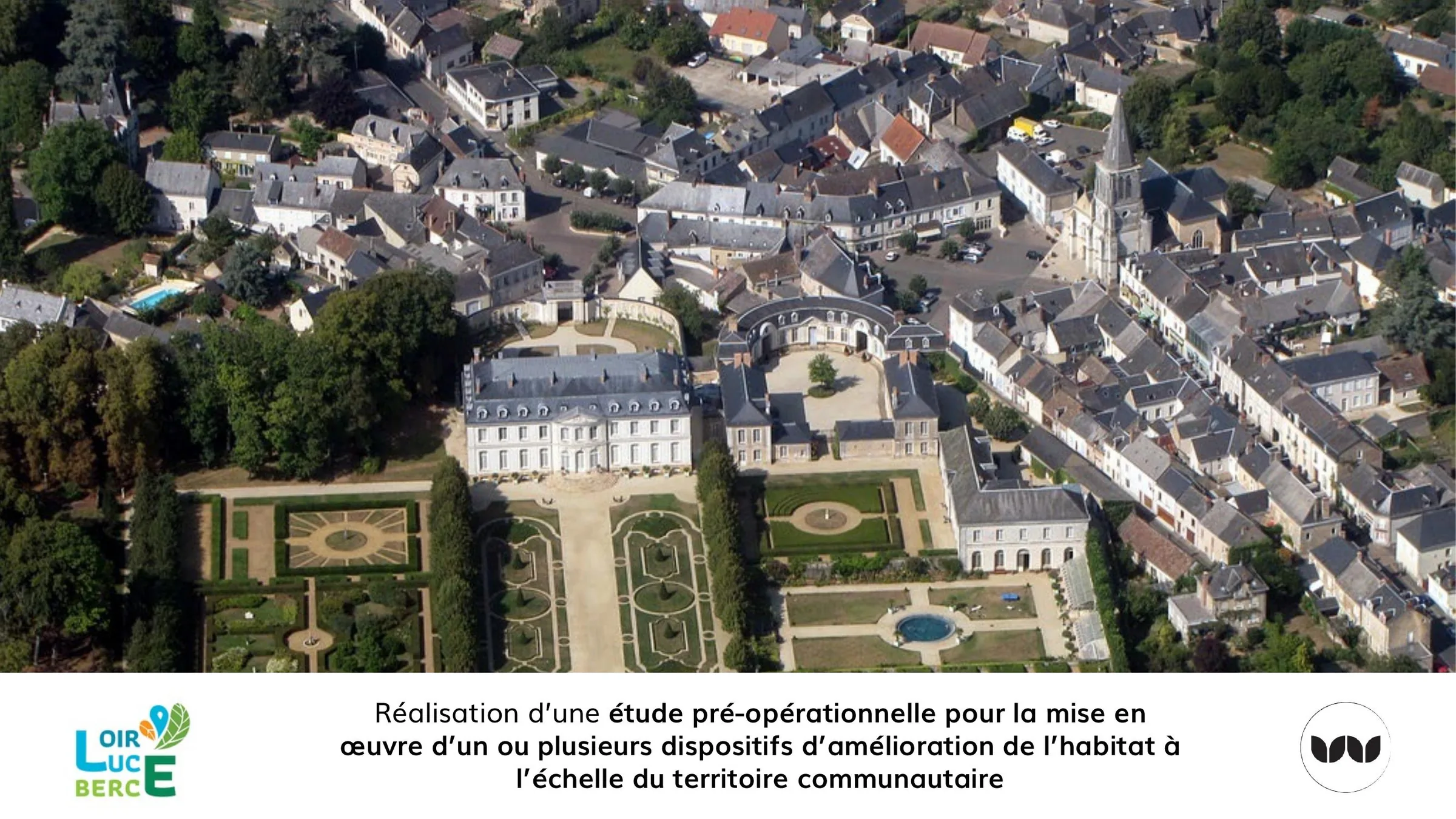 Vue aérienne d'un cœur de bourg du territoire Loir-Lucé-Bercé