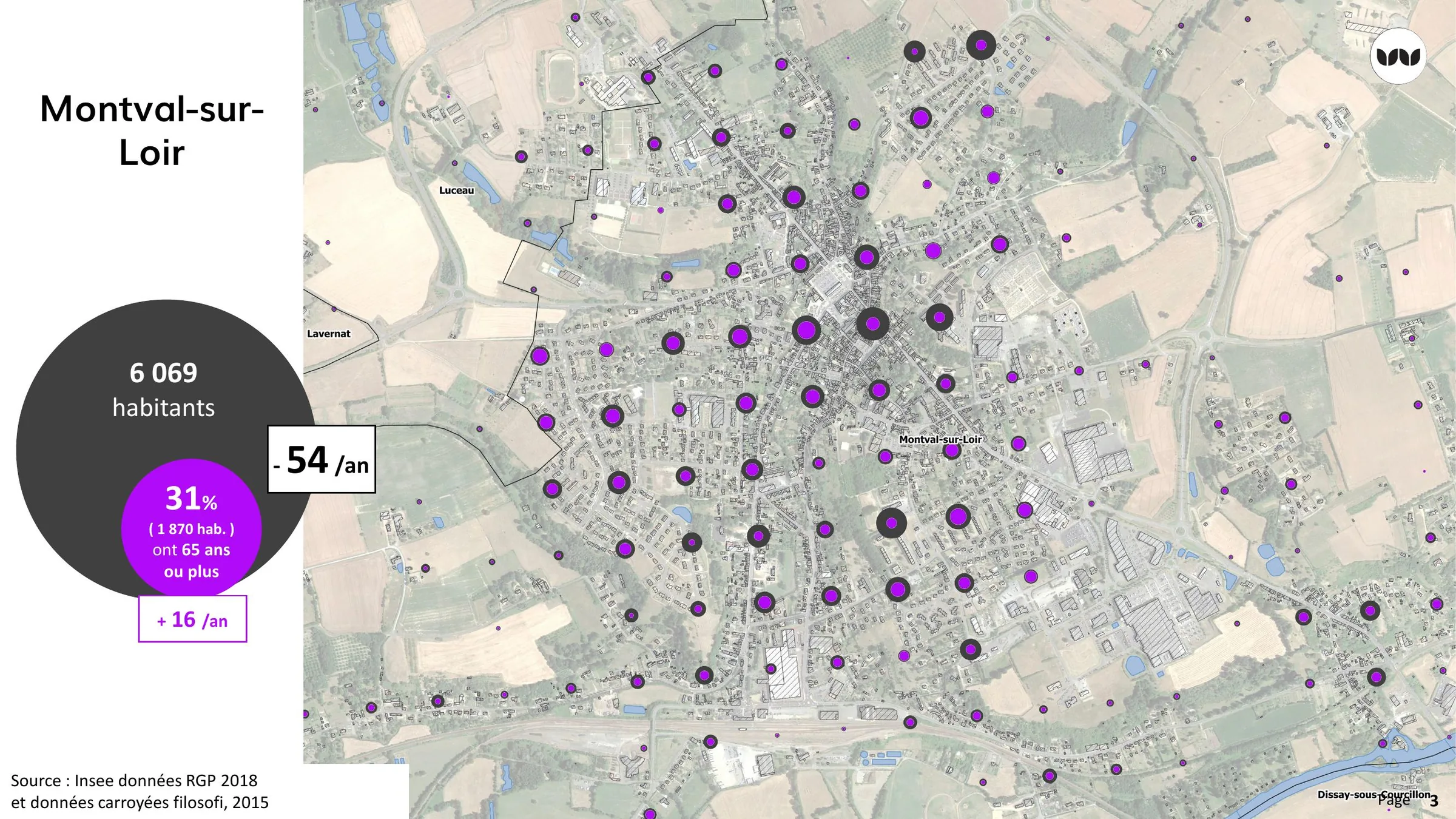 Répartition des logements et des résidents âgés à Montval-sur-Loir