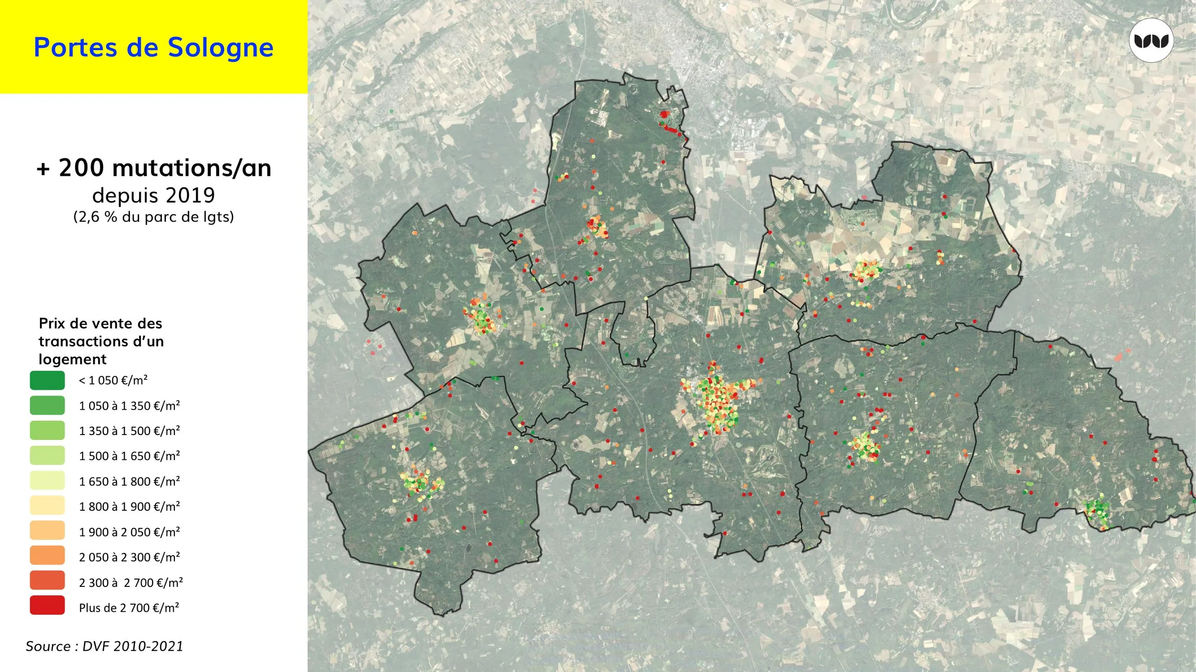 Prix de vente des transactions de logements entre 2010 et 2021