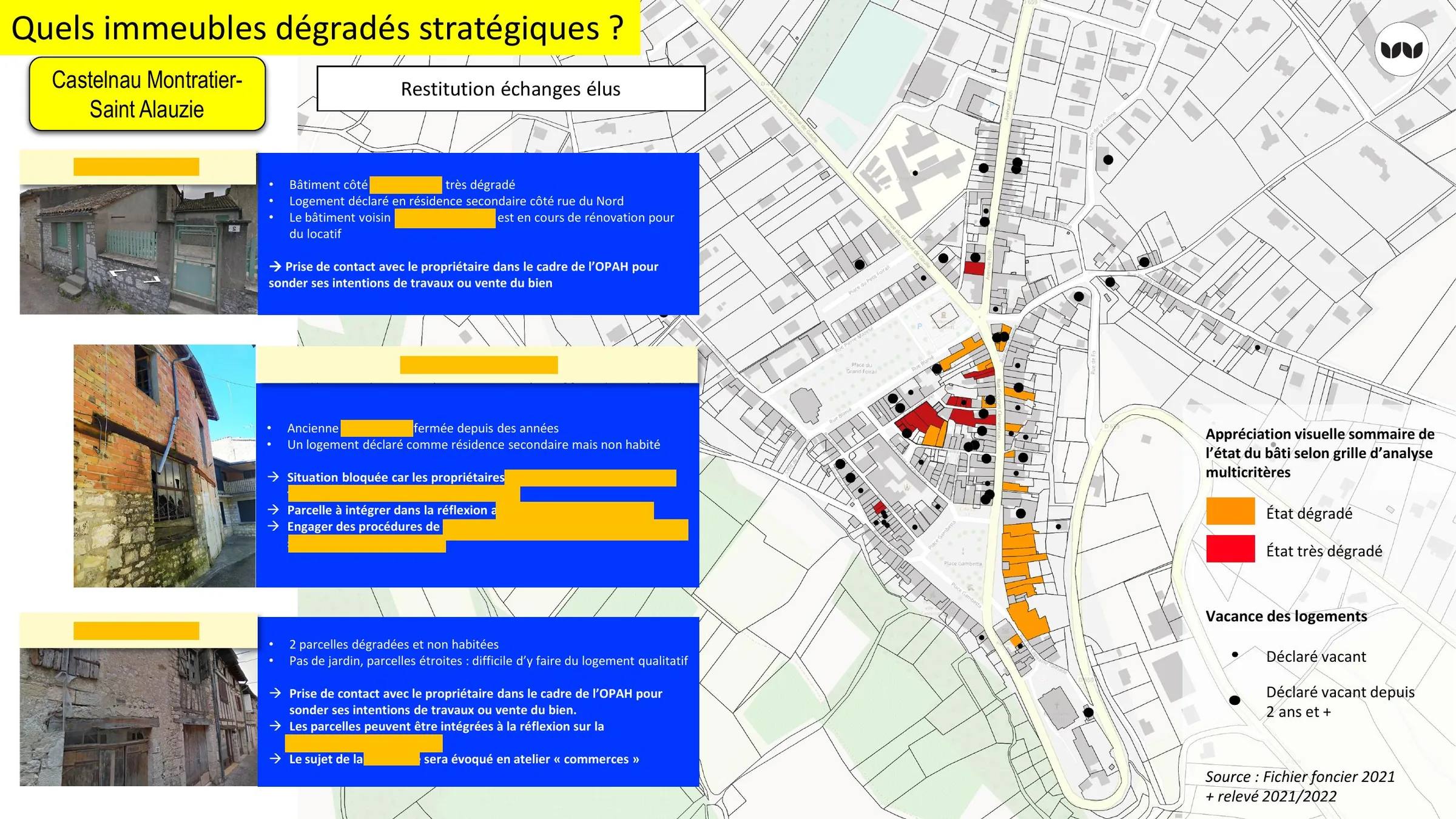Repérage des immeubles dégradés stratégiques et pistes d'action associées