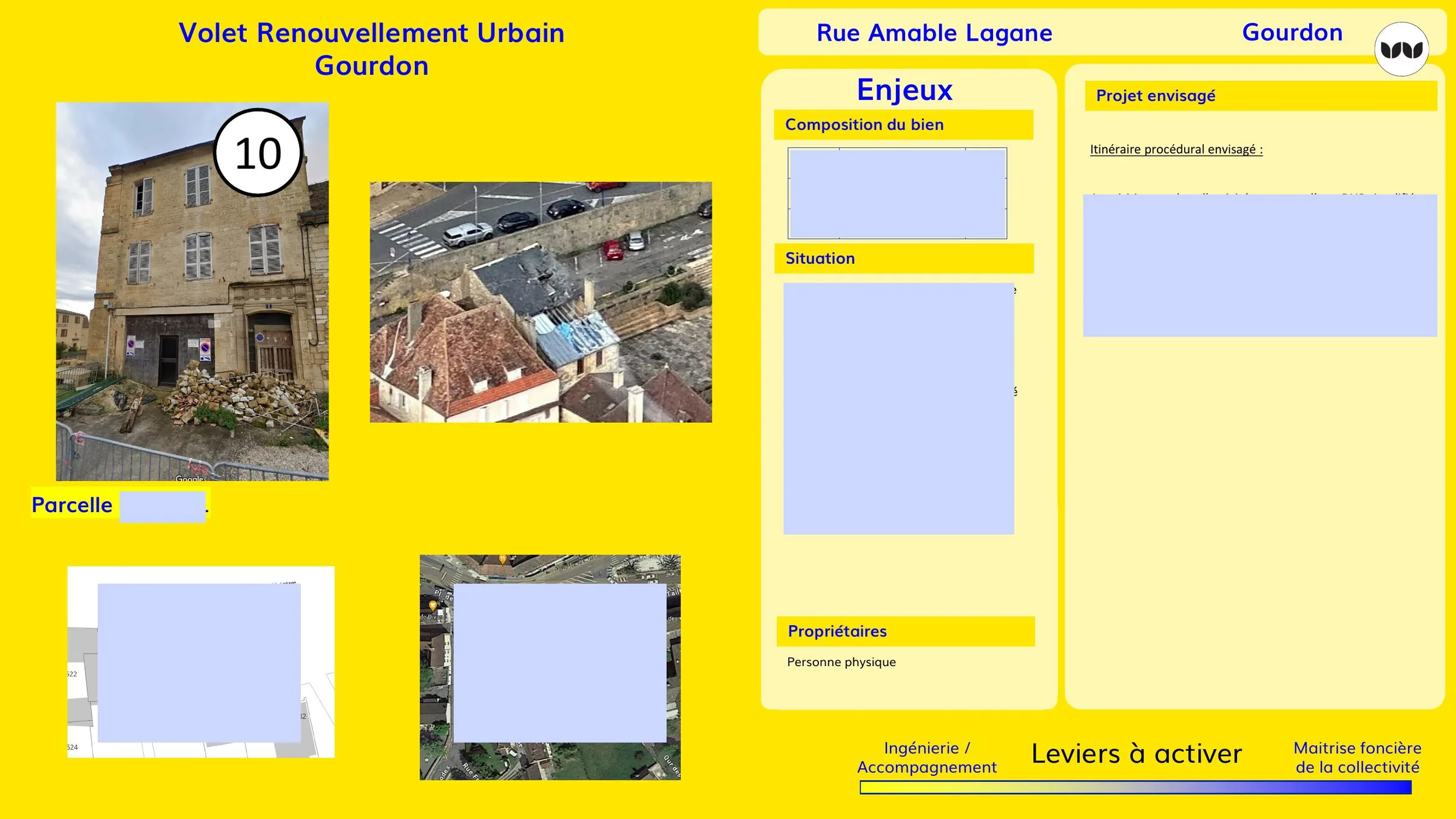 Fiche d'enjeux pour un immeuble cible du renouvellement urbain à Gourdon
