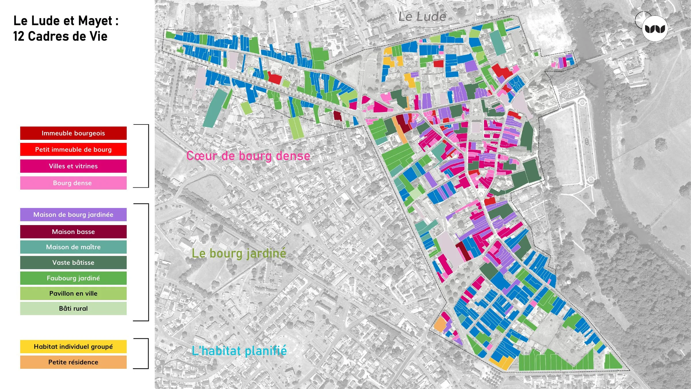 Cartographie des douze cadres de vie identifiés au Lude et à Mayet