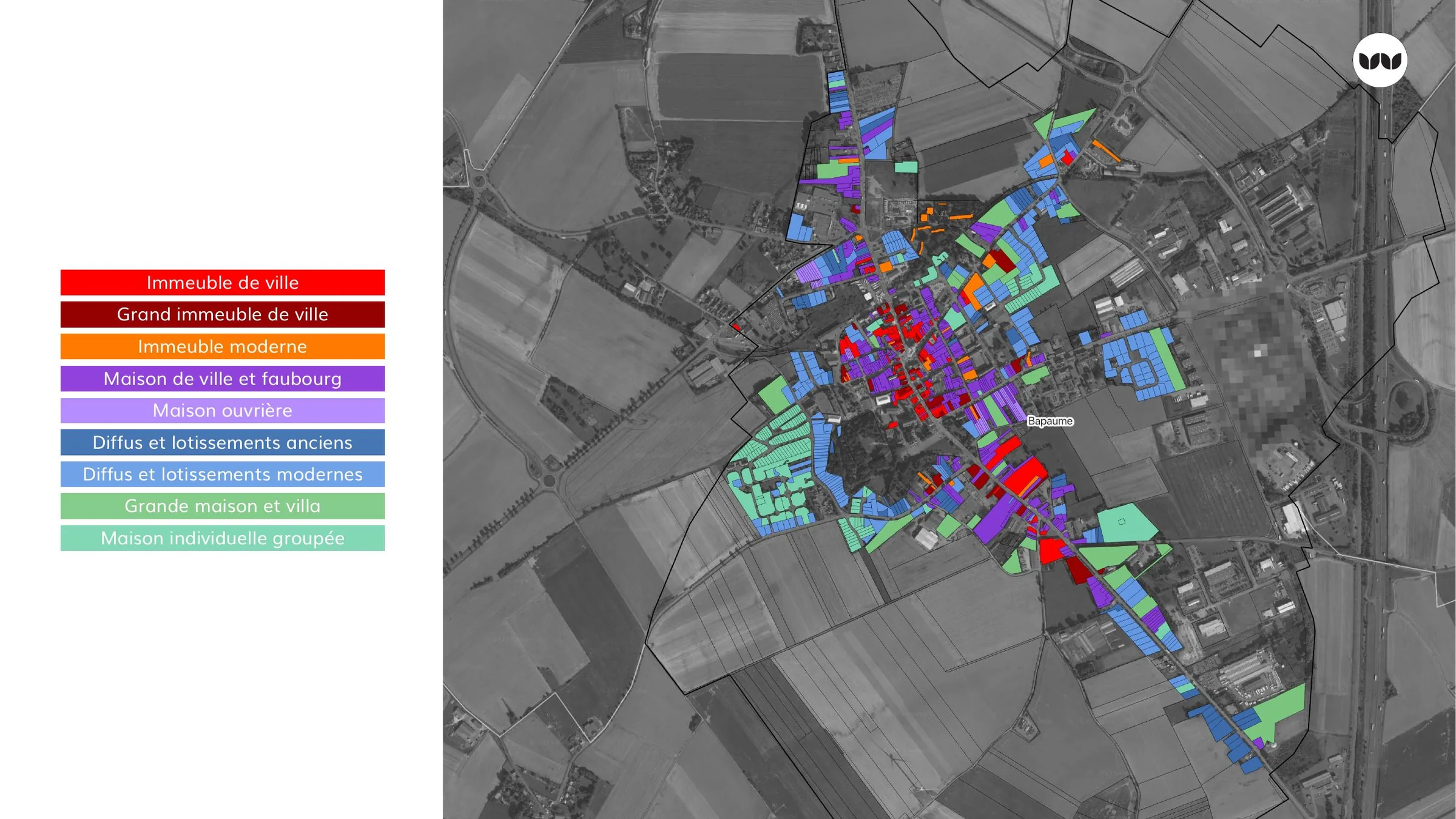 Typologie du bâti de Bapaume selon la forme urbaine des logements