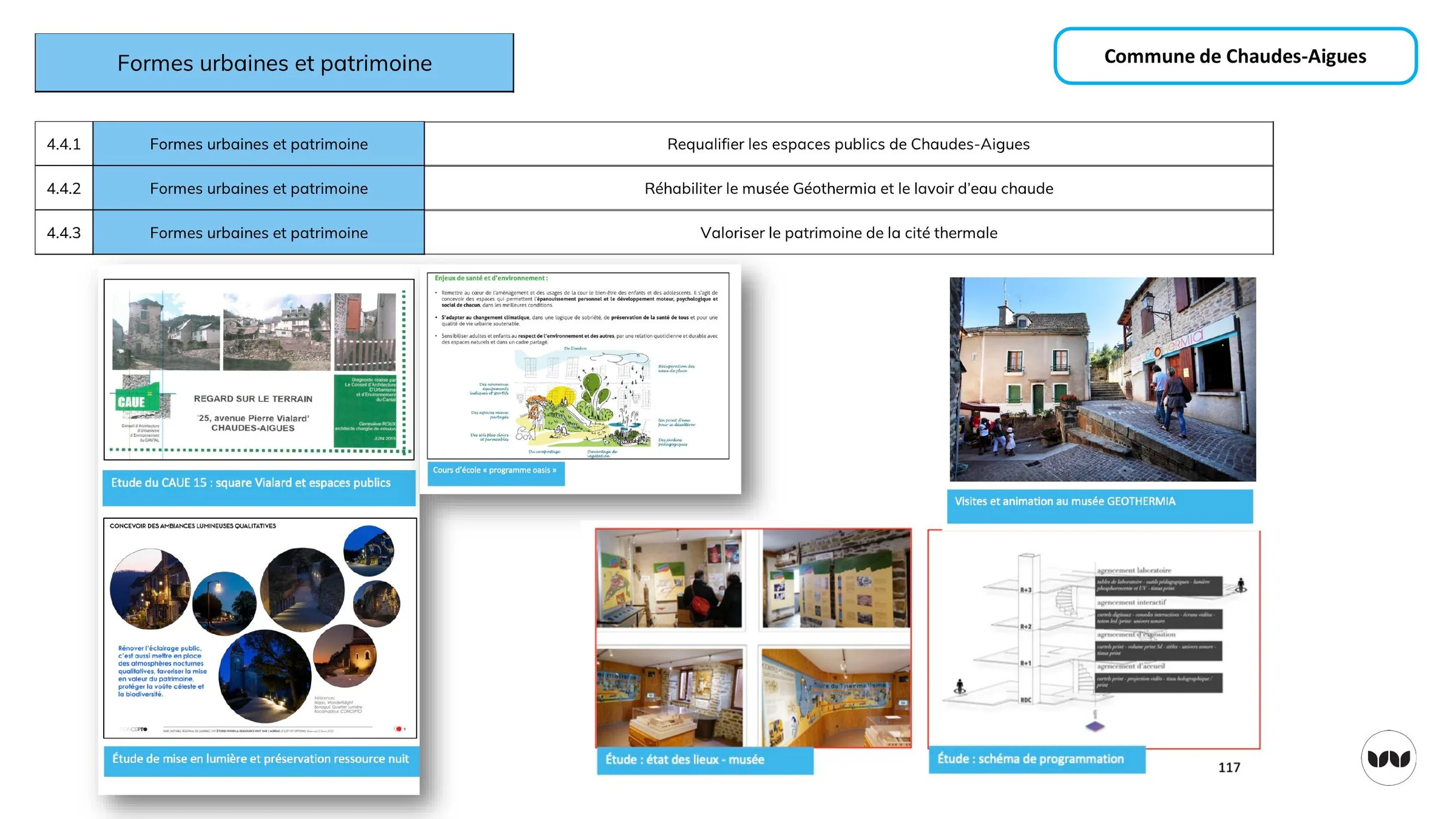 Actions Formes urbaines et patrimoine portées par la commune de Chaudes-Aigues
