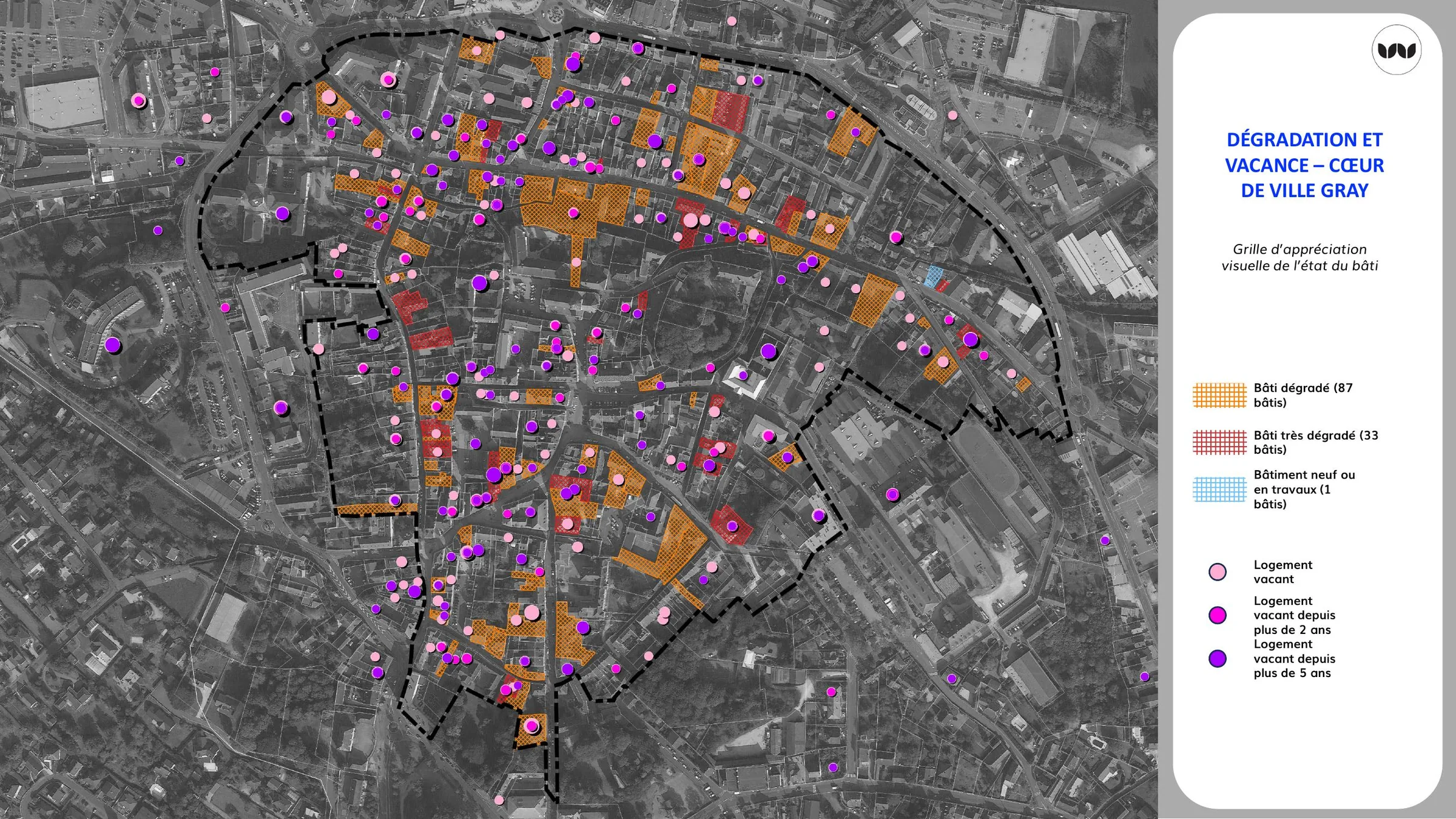 Cartographie de la dégradation et de la vacance du bâti en cœur de ville