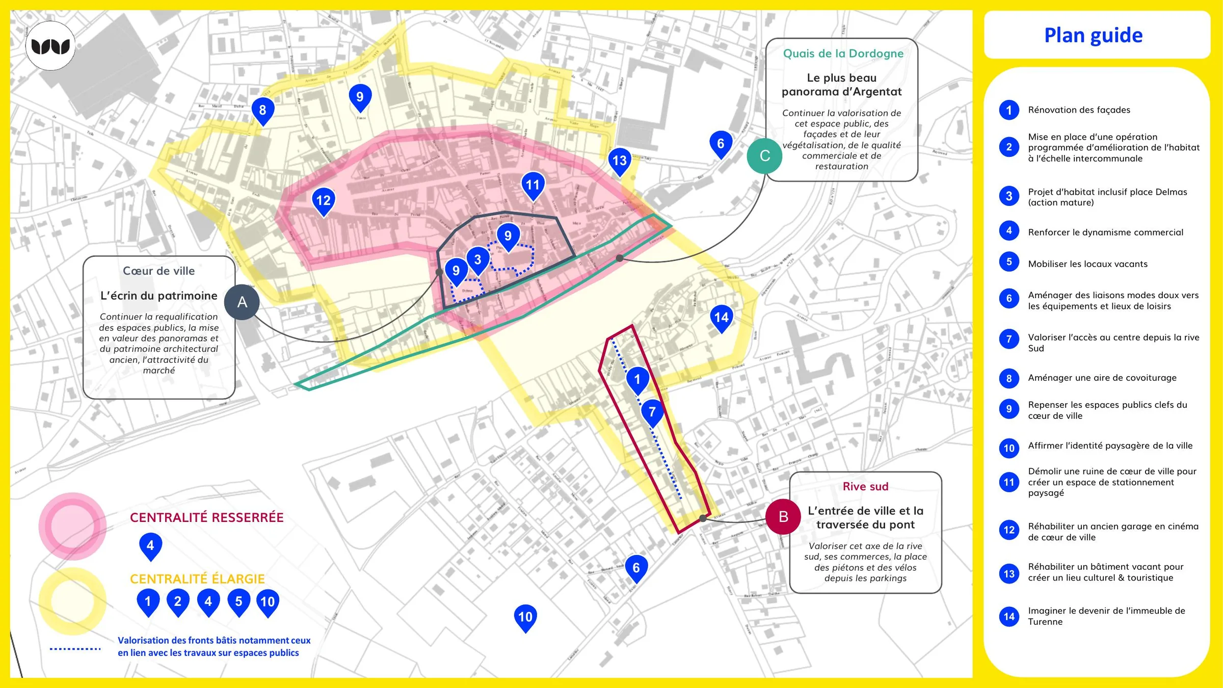Plan guide des actions d'aménagement du cœur de ville d'Argentat.