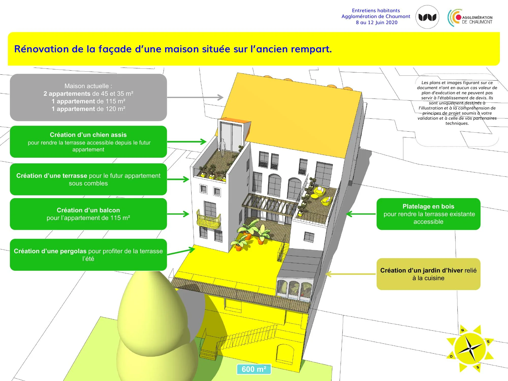 Projet de rénovation de façade d'une maison sur l'ancien rempart
