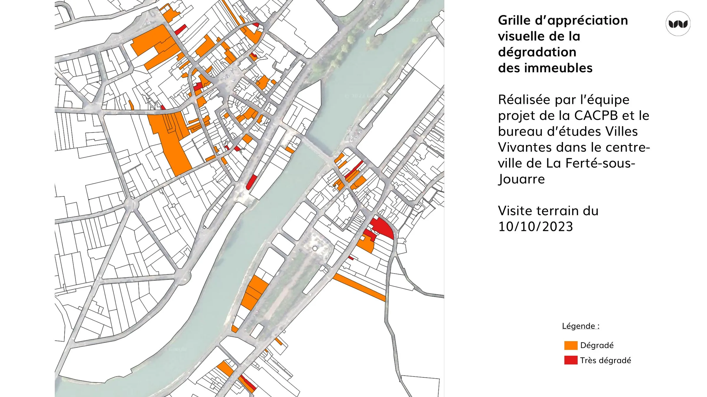 Grille d'appréciation visuelle de la dégradation des immeubles, visite terrain du 10/10/2023