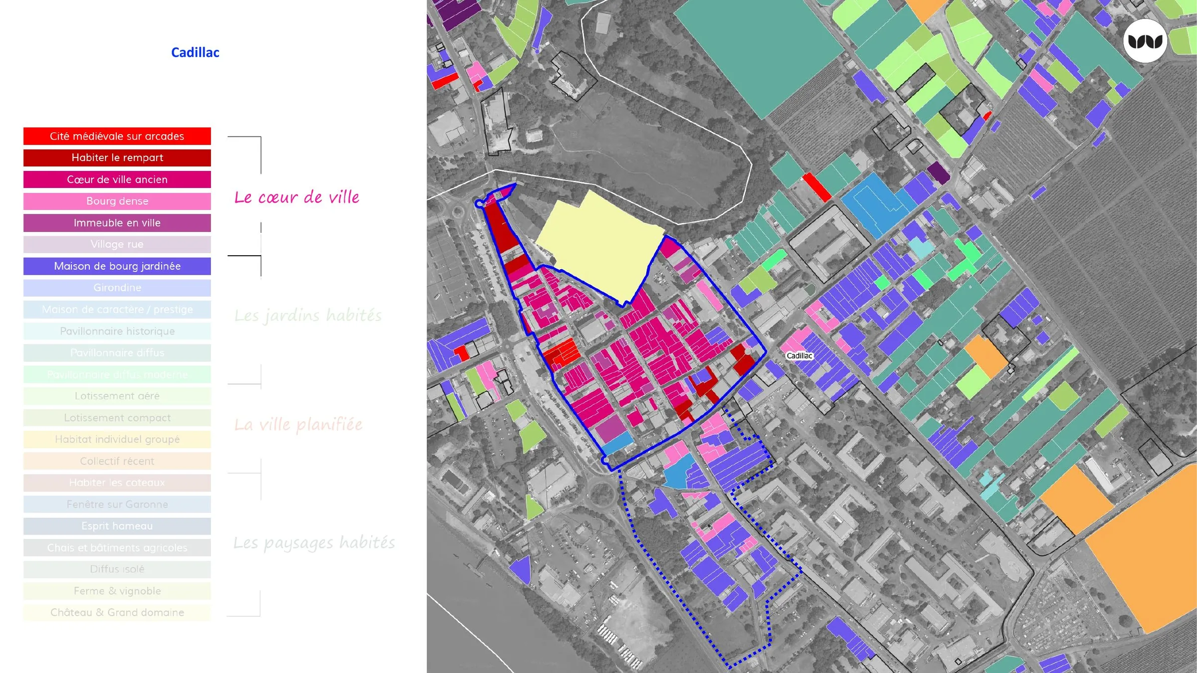 Typologie des formes urbaines et paysages habités à Cadillac