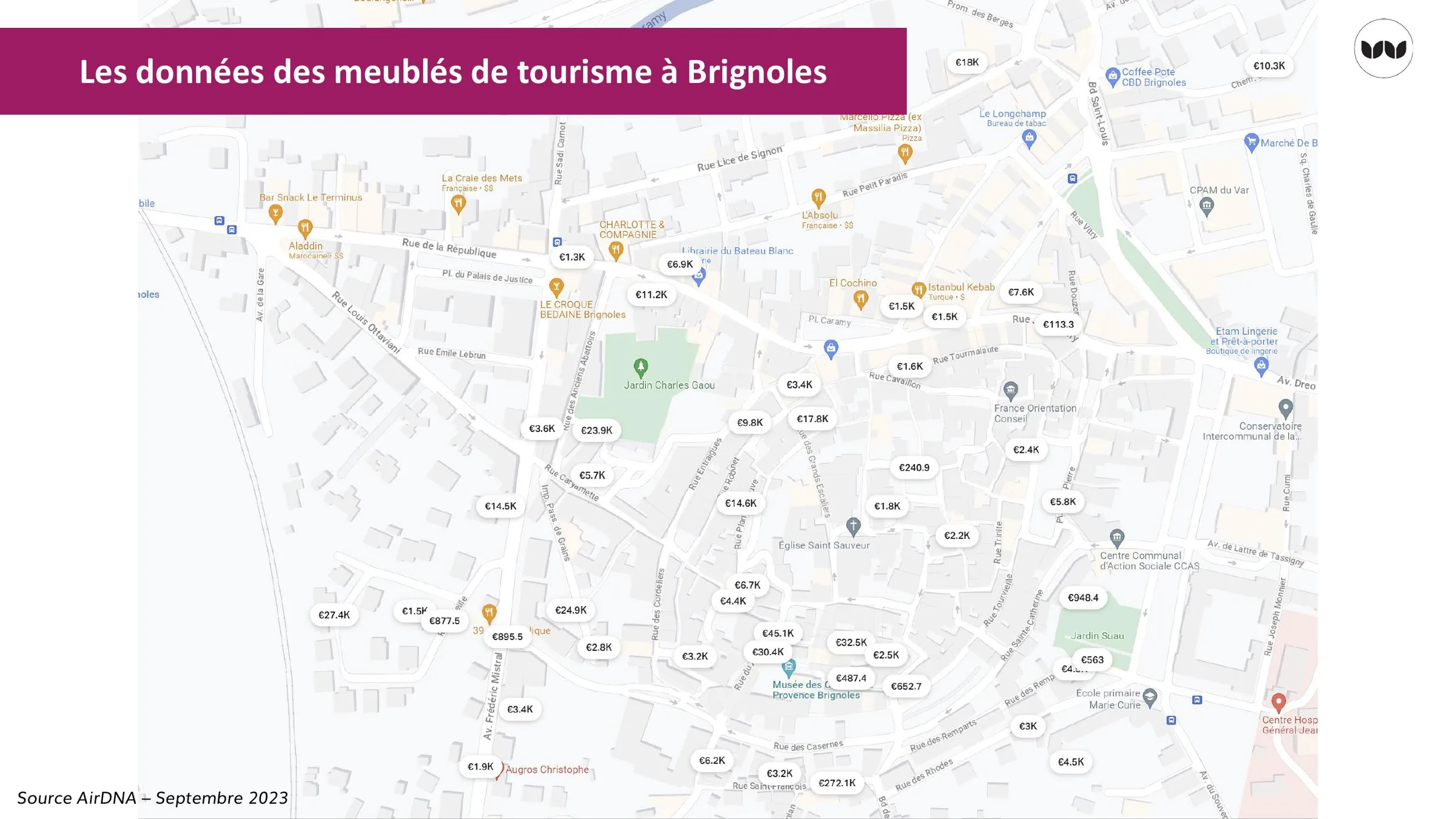 Cartographie des revenus générés par les meublés de tourisme