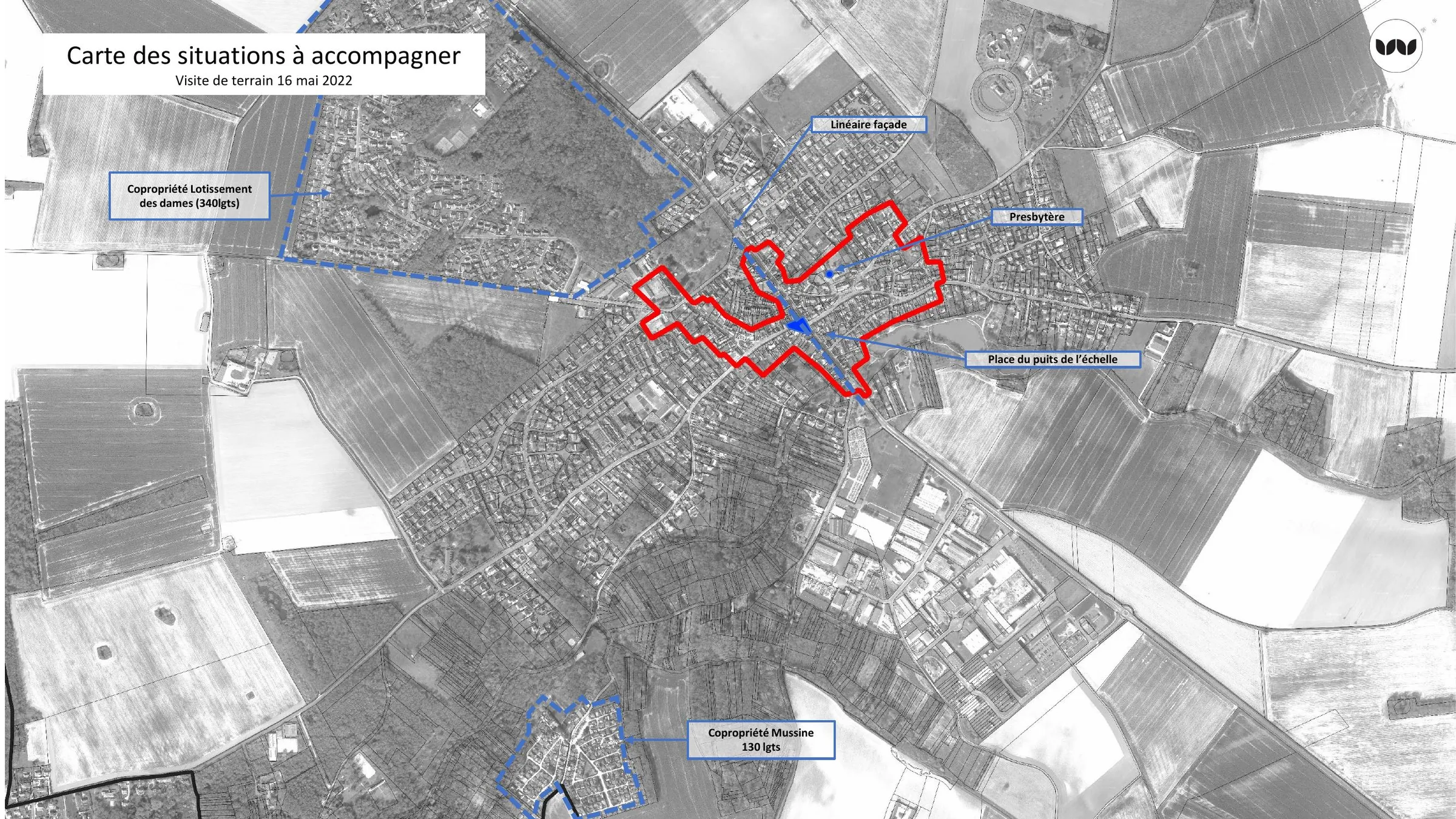 Carte des situations à accompagner repérées lors de la visite de terrain