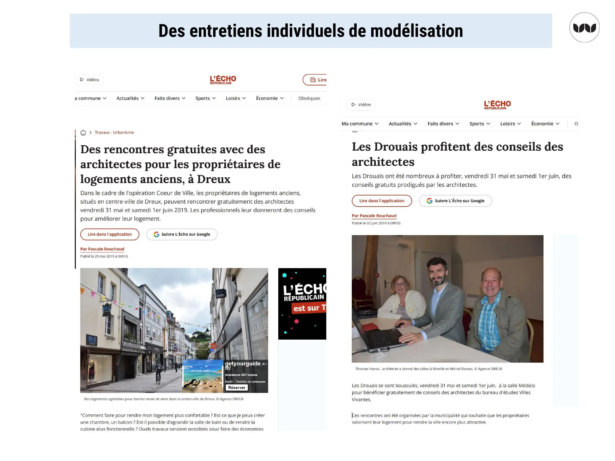 Articles de presse locale sur les rencontres avec des architectes