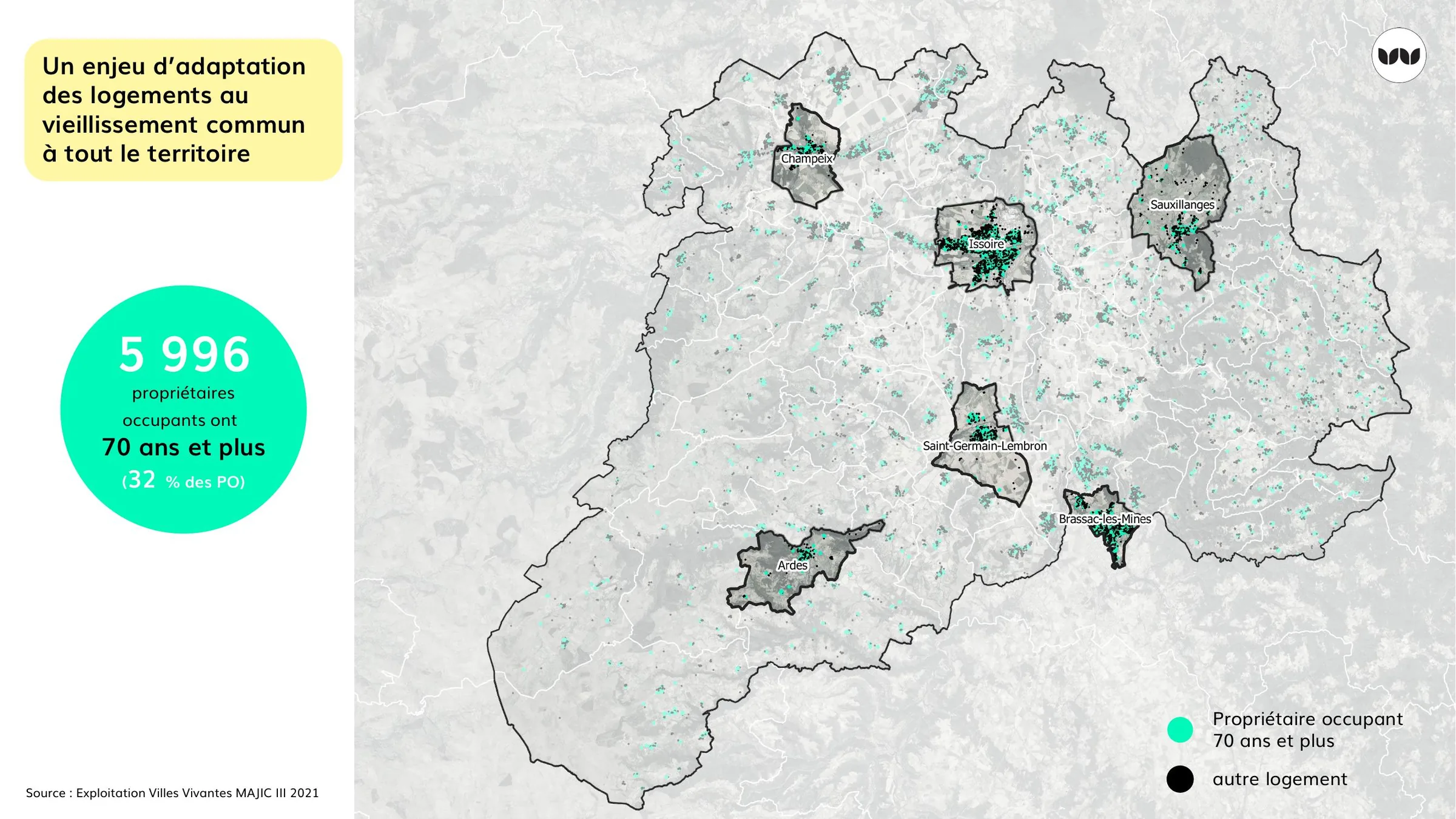 Localisation des propriétaires occupants de 70 ans et plus sur le territoire