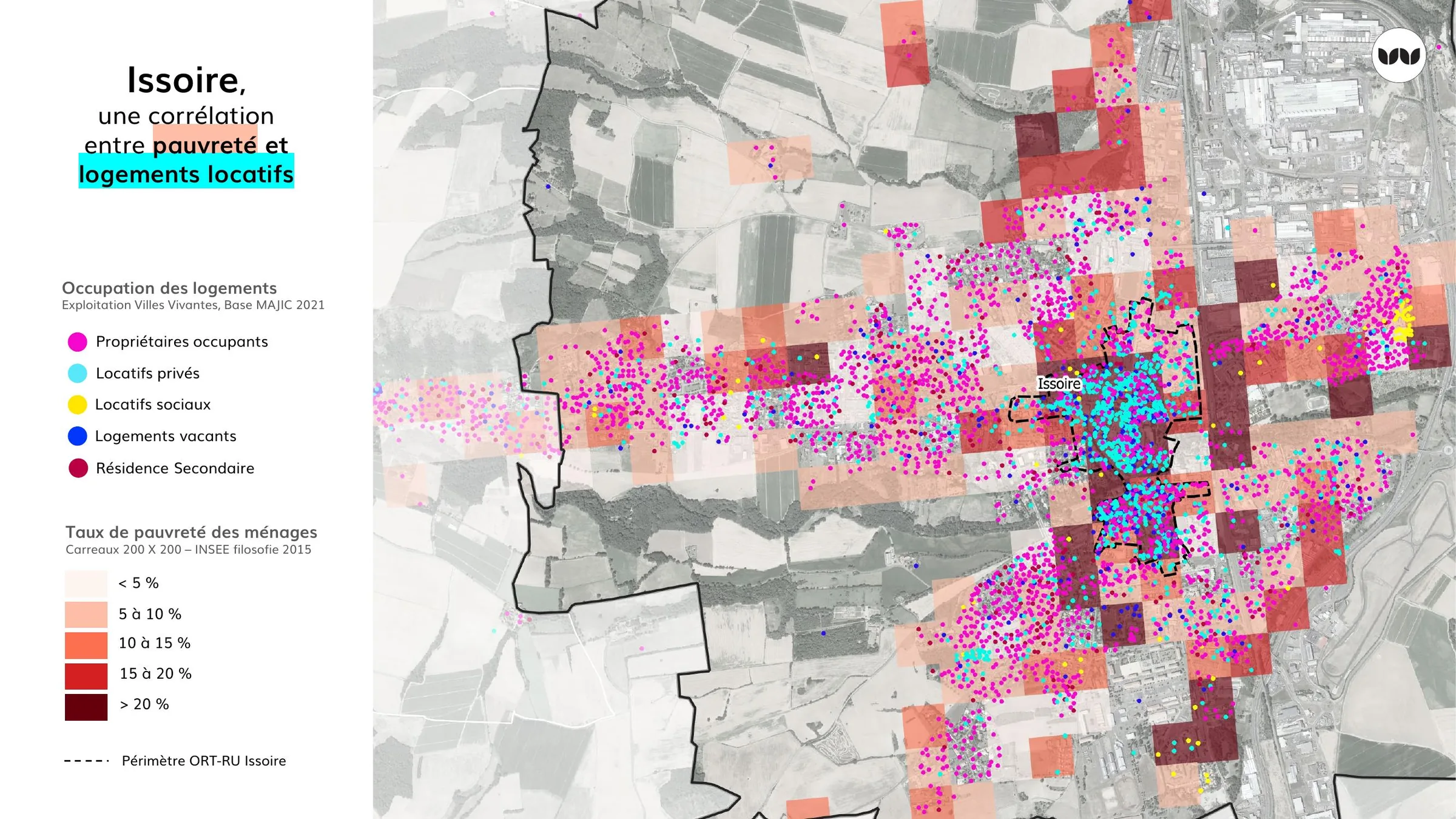 Corrélation spatiale entre taux de pauvreté des ménages et logements locatifs