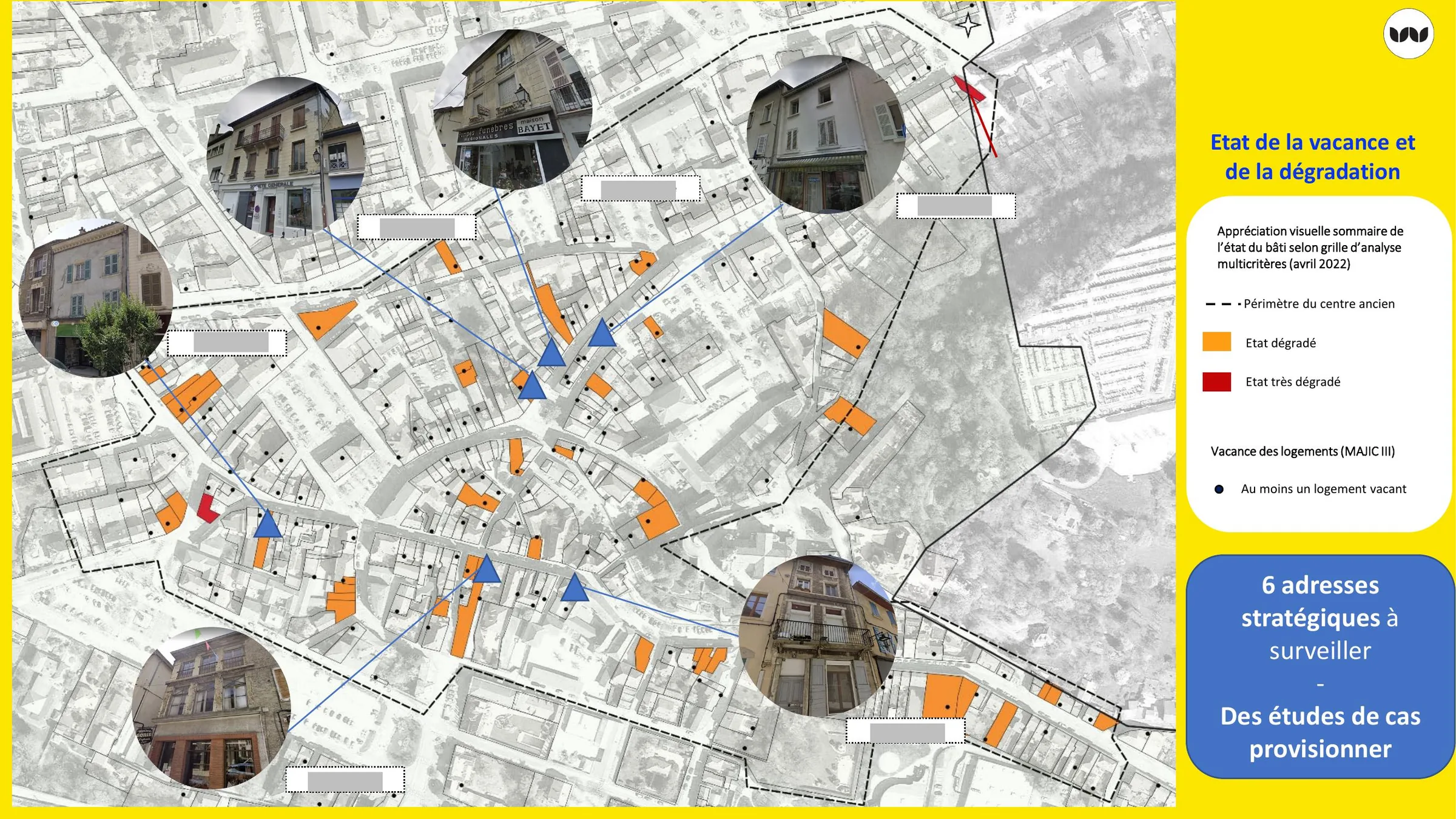 Cartographie de l'état de dégradation et de la vacance dans le centre ancien