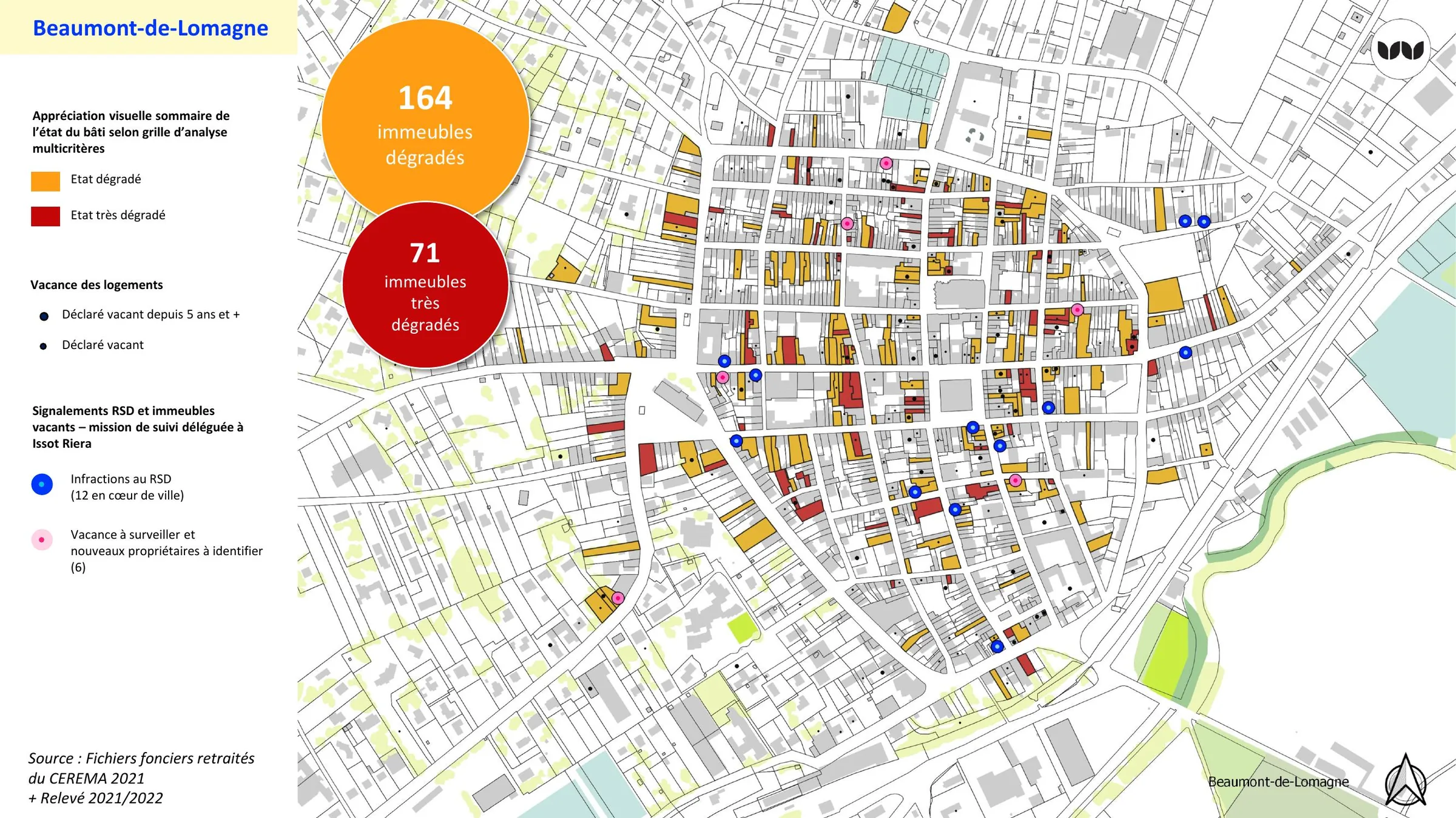 Cartographie de l'état du bâti dégradé et des signalements RSD