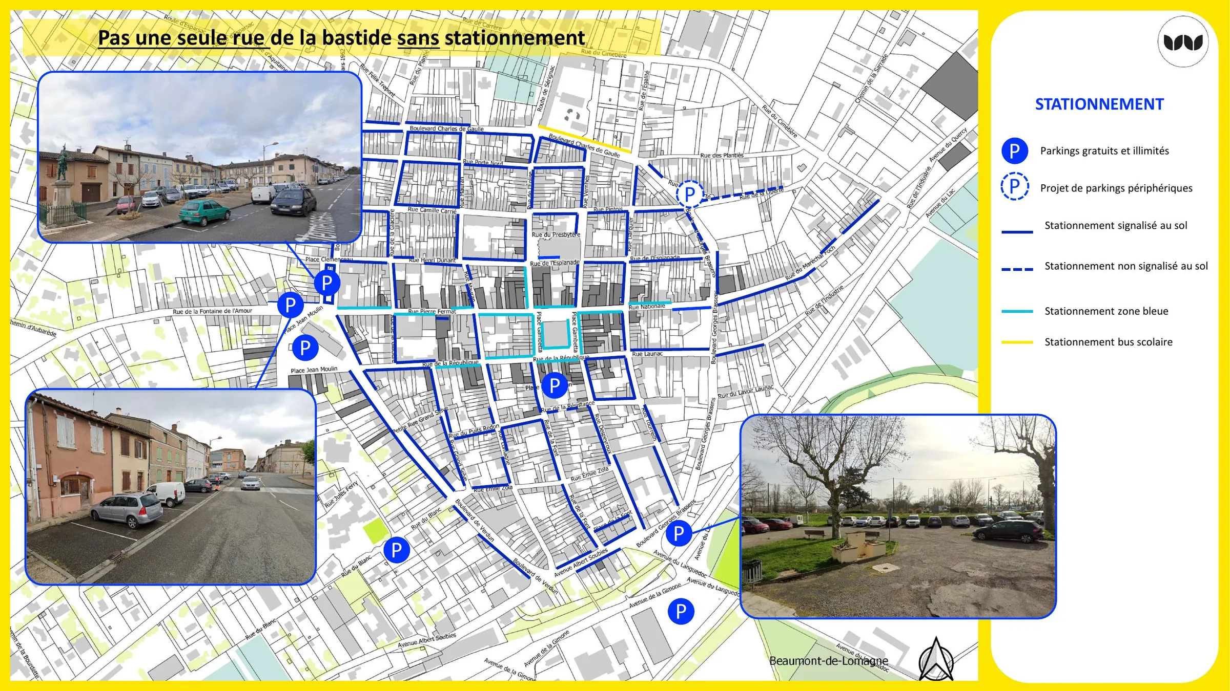 Cartographie du stationnement dans la bastide de Beaumont-de-Lomagne