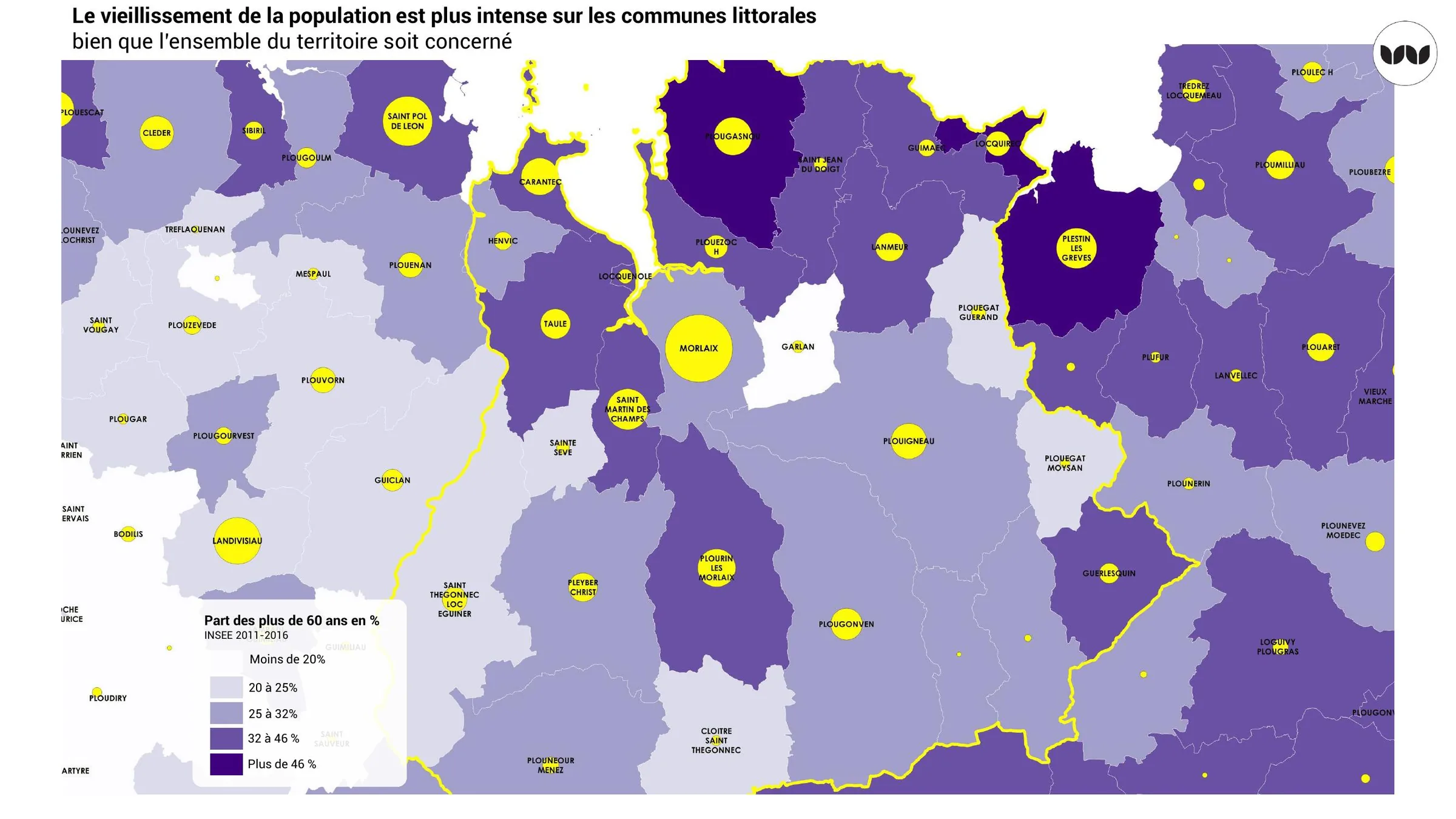 Un vieillissement plus intense sur les communes littorales