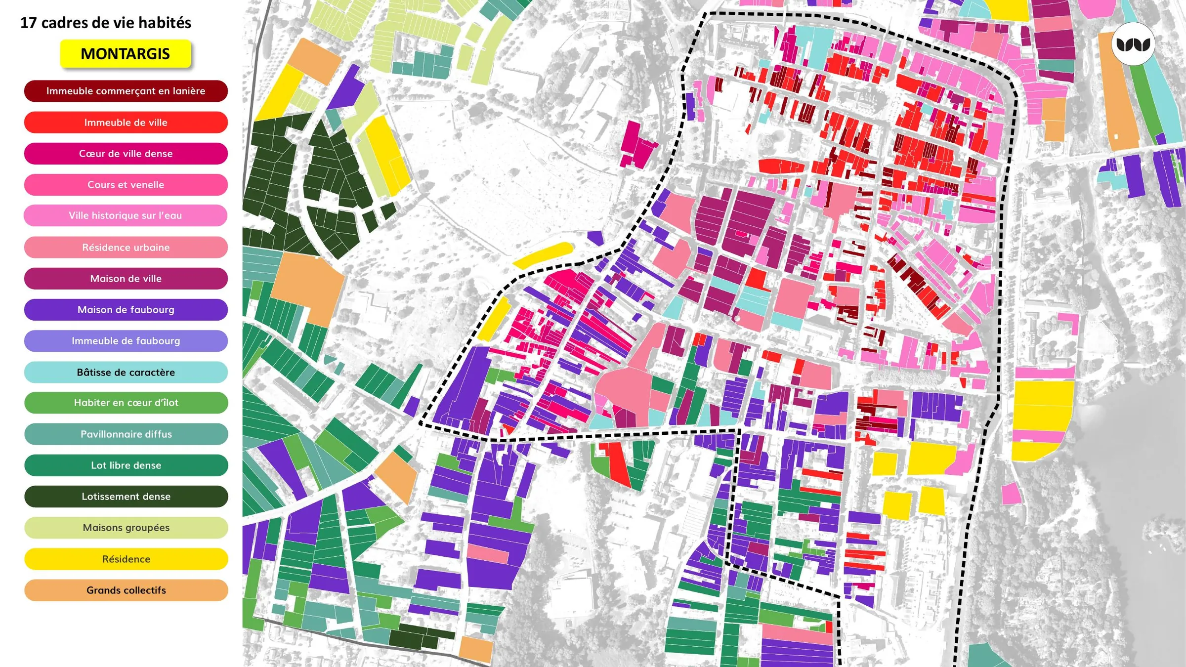 Cartographie des 17 cadres de vie habités à Montargis