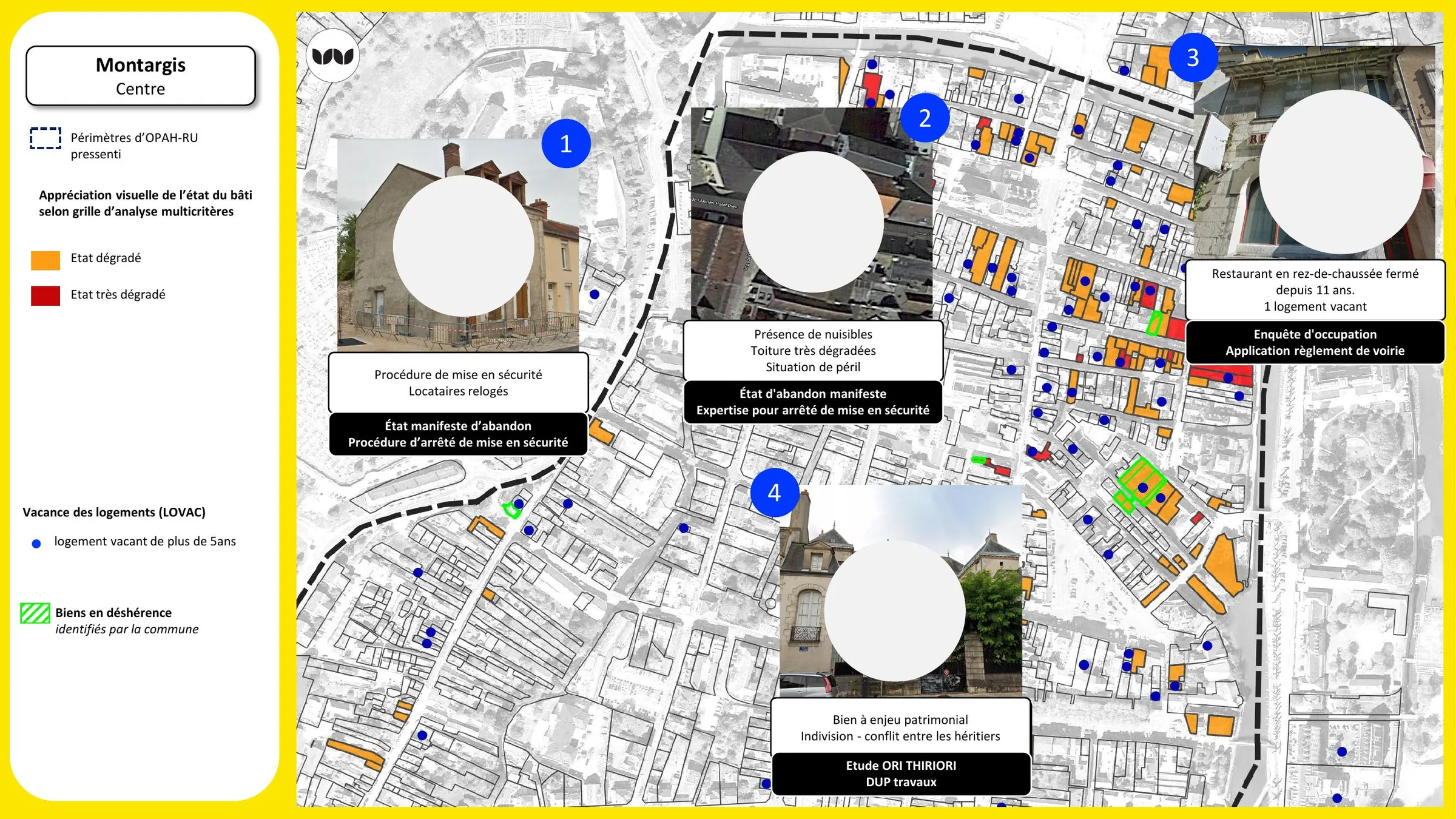 Quatre situations immobilières emblématiques repérées à Montargis Centre