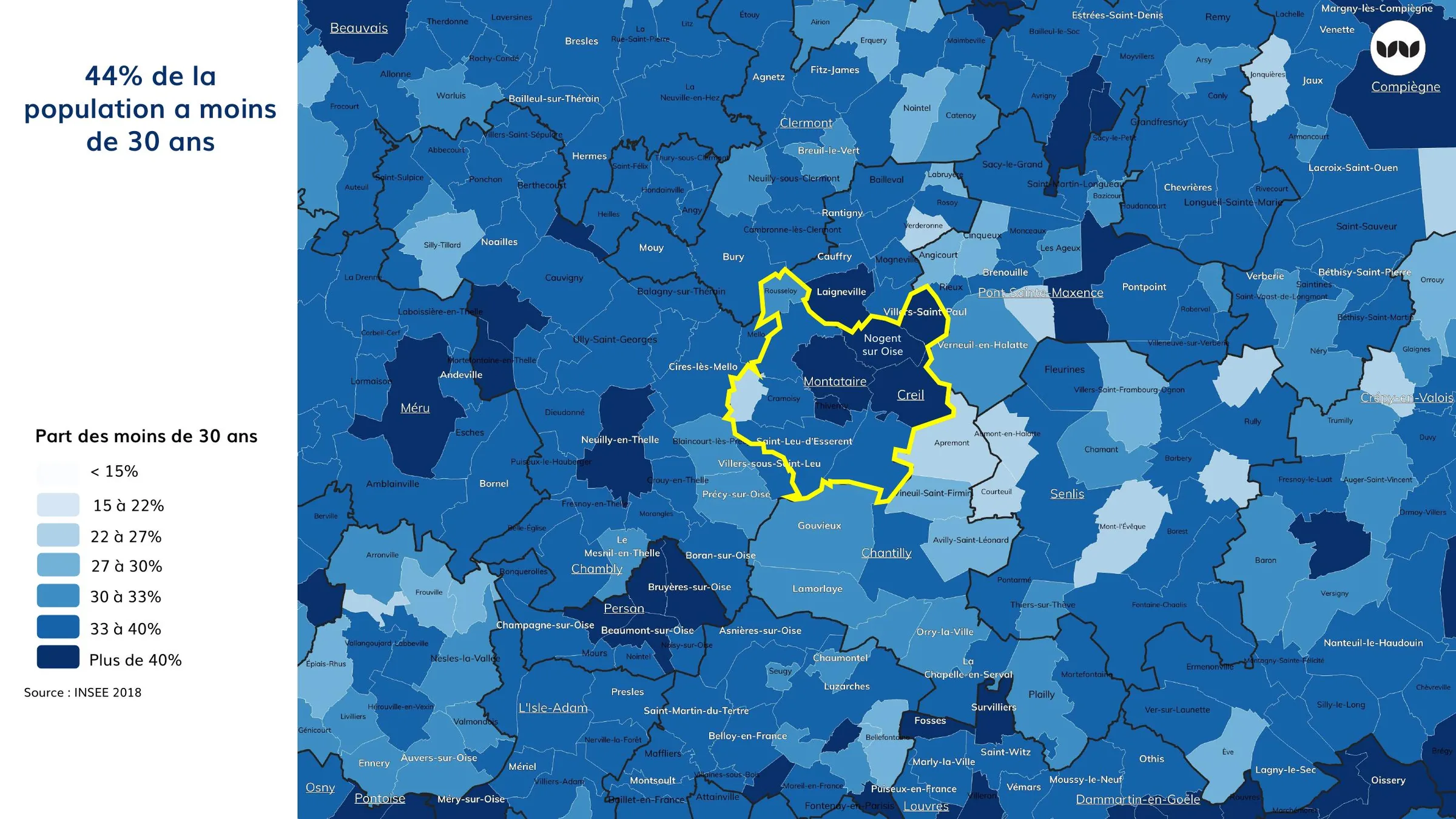 44 % de la population a moins de 30 ans