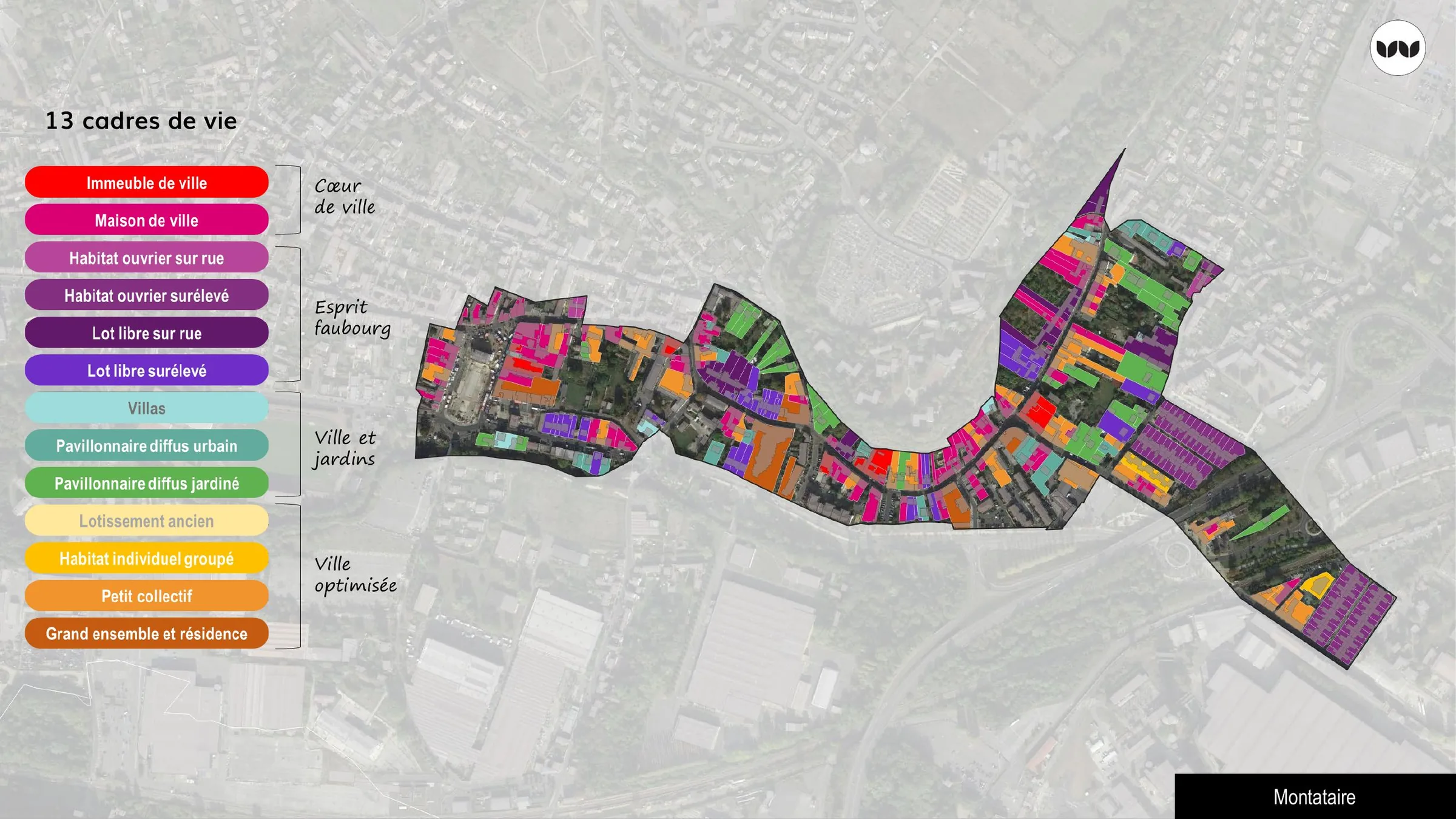 Cartographie des 13 cadres de vie identifiés à Montataire