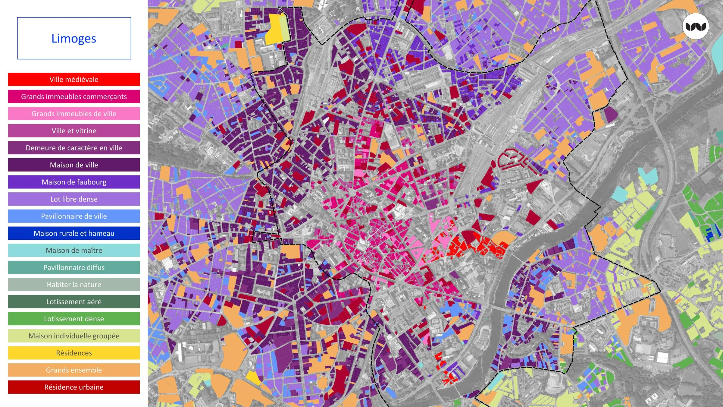 Cartographie des cadres de vie sur la commune de Limoges