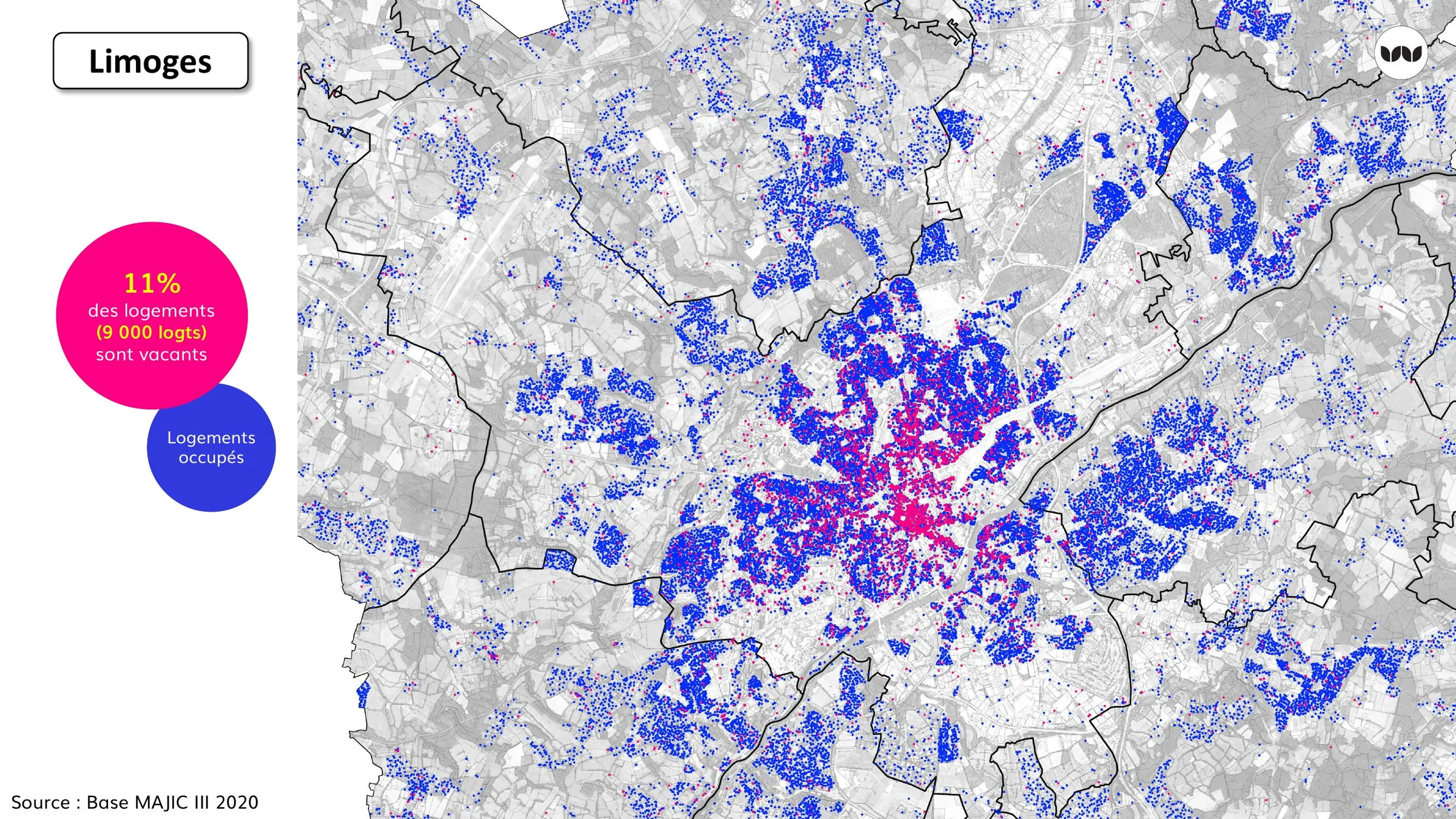Localisation des logements vacants et occupés à Limoges