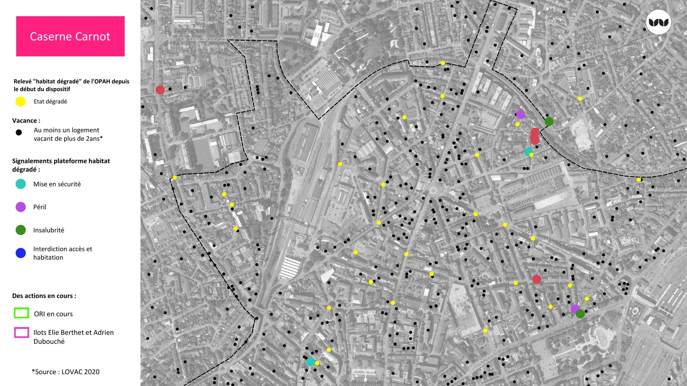 Habitat dégradé, vacance et signalements dans le secteur Caserne Carnot