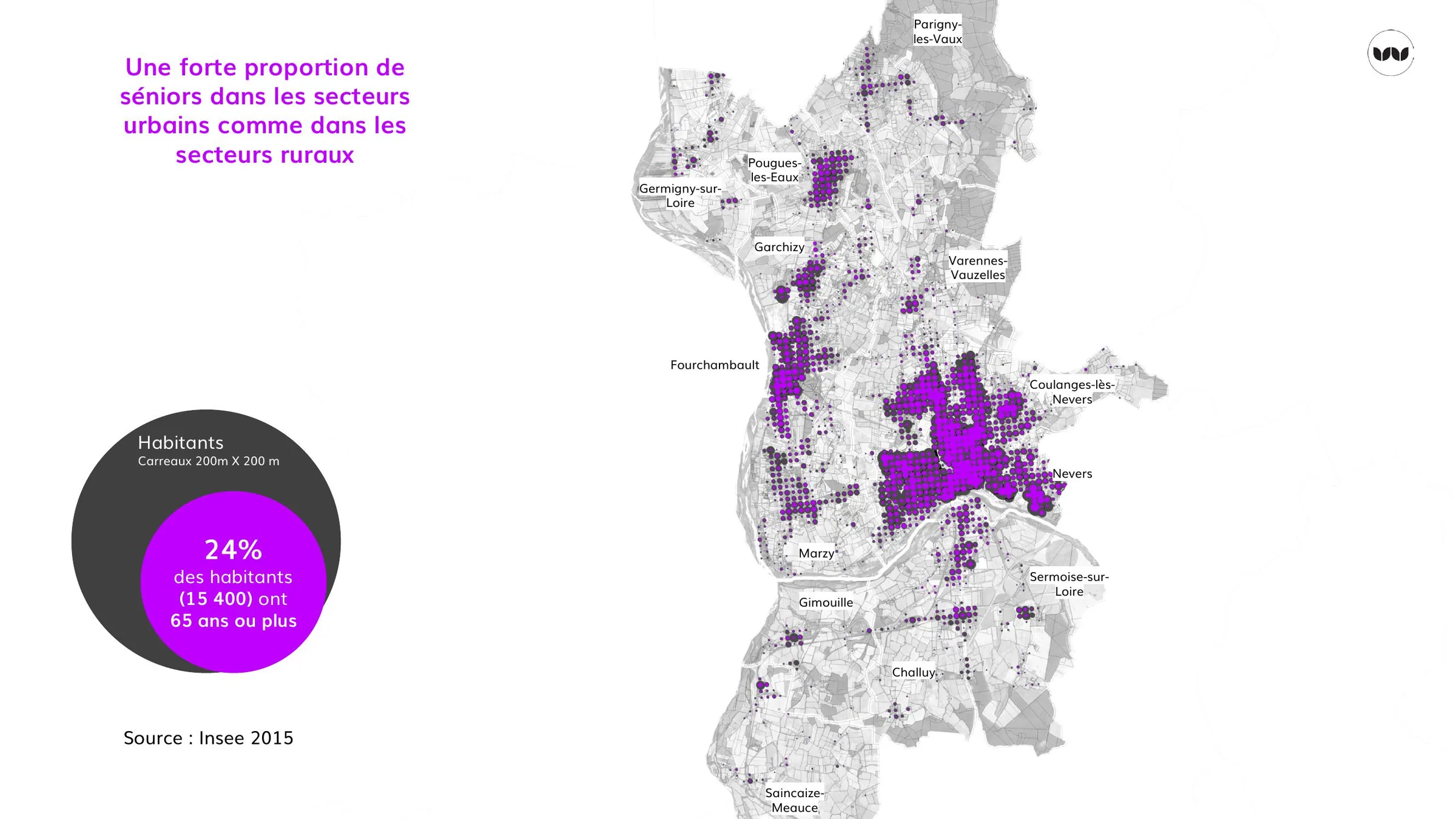Répartition spatiale des habitants de 65 ans et plus sur l'agglomération