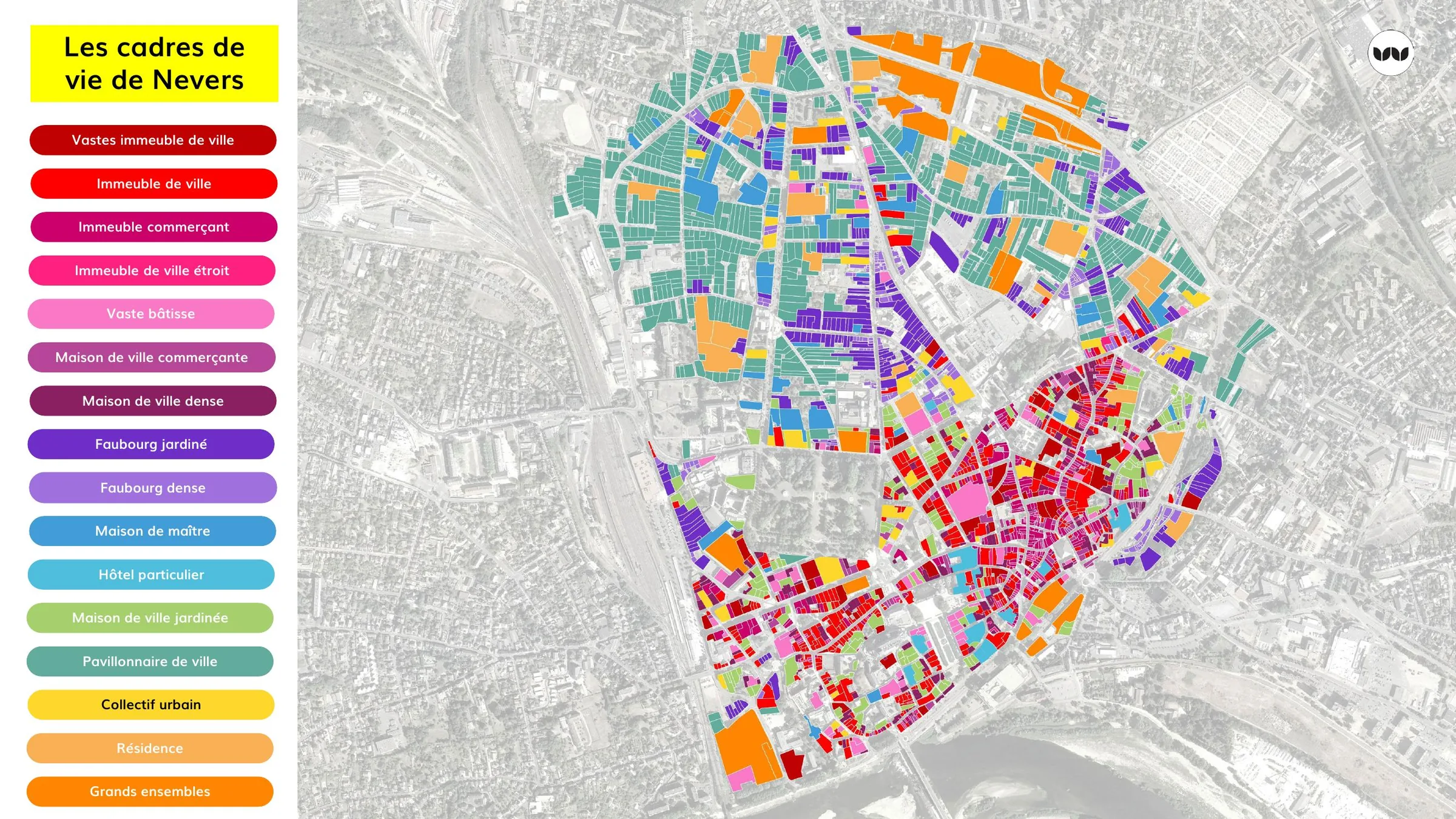 Cartographie des cadres de vie identifiés à Nevers