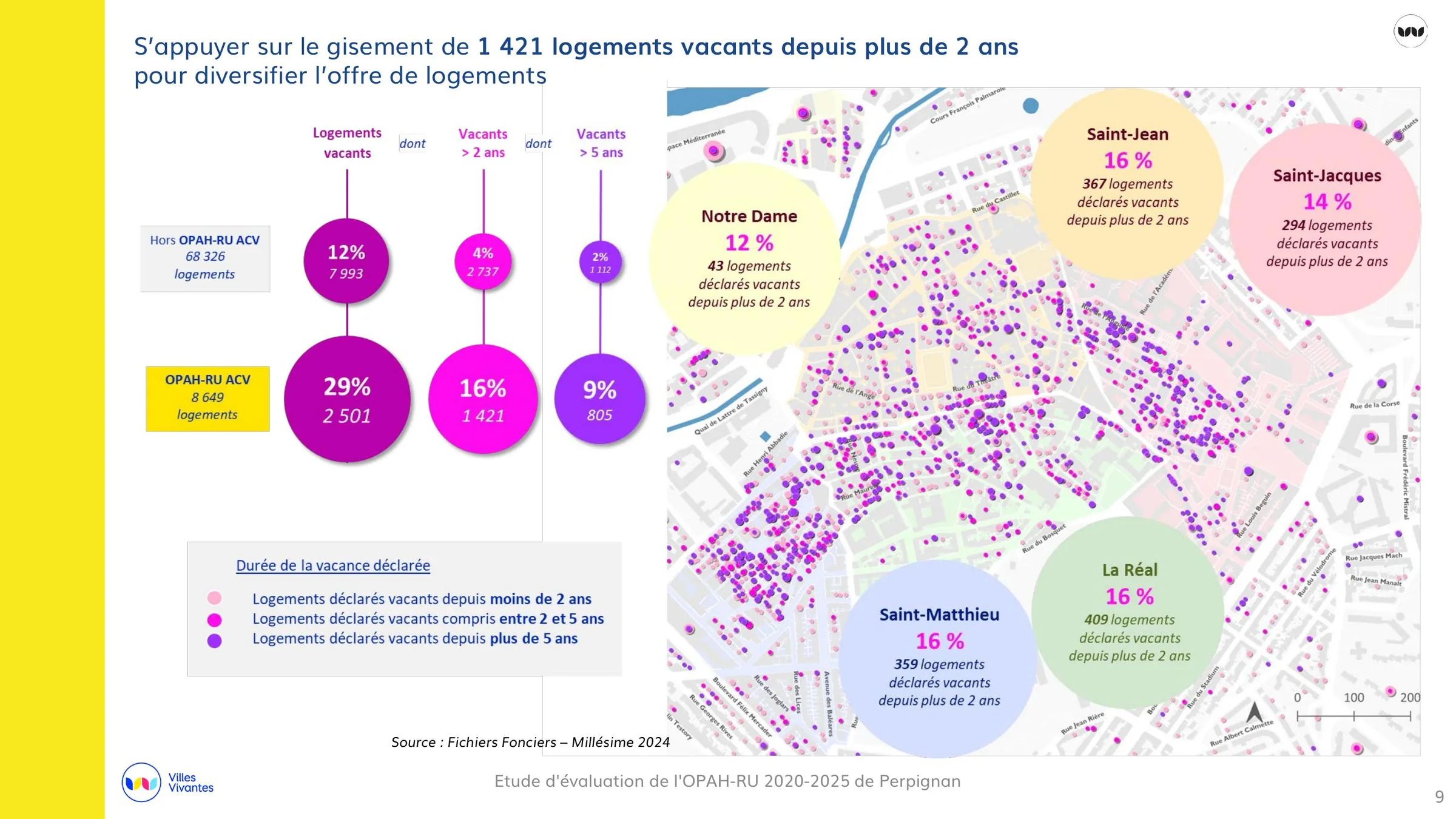 Répartition par quartier du gisement de logements vacants depuis plus de deux ans