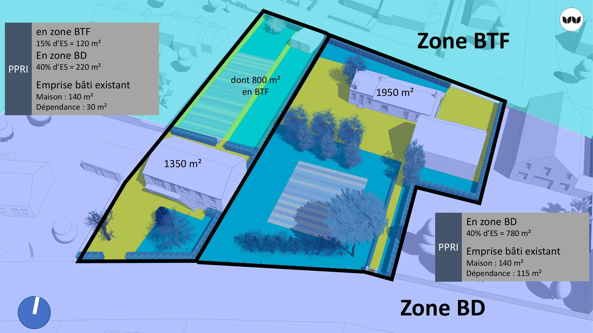 Emprises au sol autorisées selon les zones PPRI BTF et BD