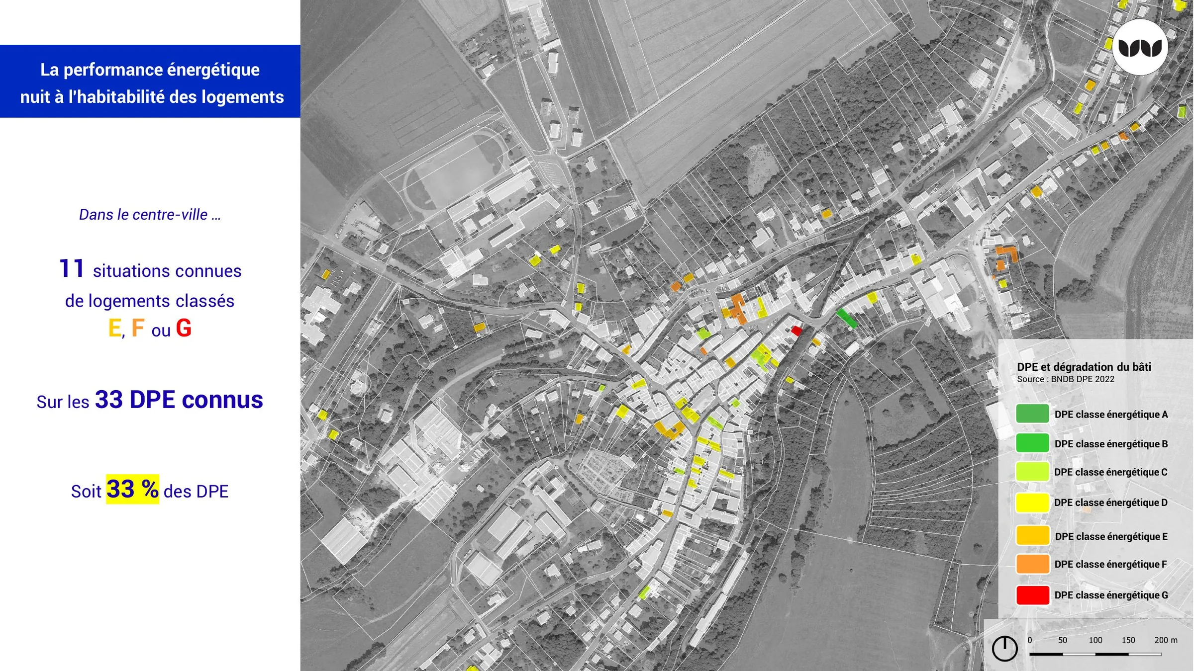 Cartographie des DPE et de la dégradation du bâti en centre-ville