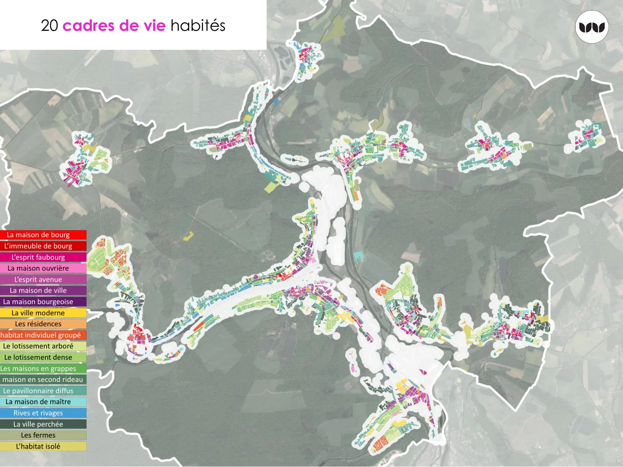 Les 20 cadres de vie identifiés sur le territoire