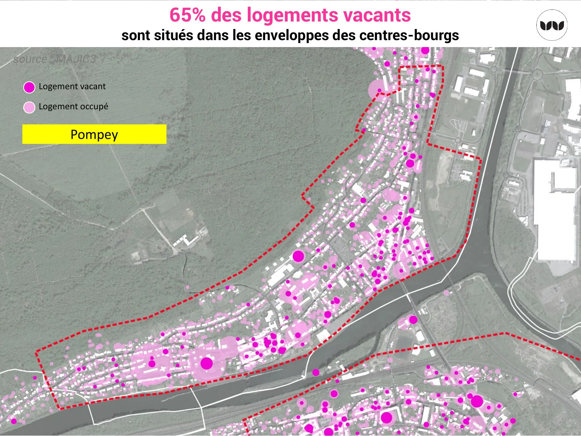 Concentration des logements vacants dans le centre-bourg de Pompey