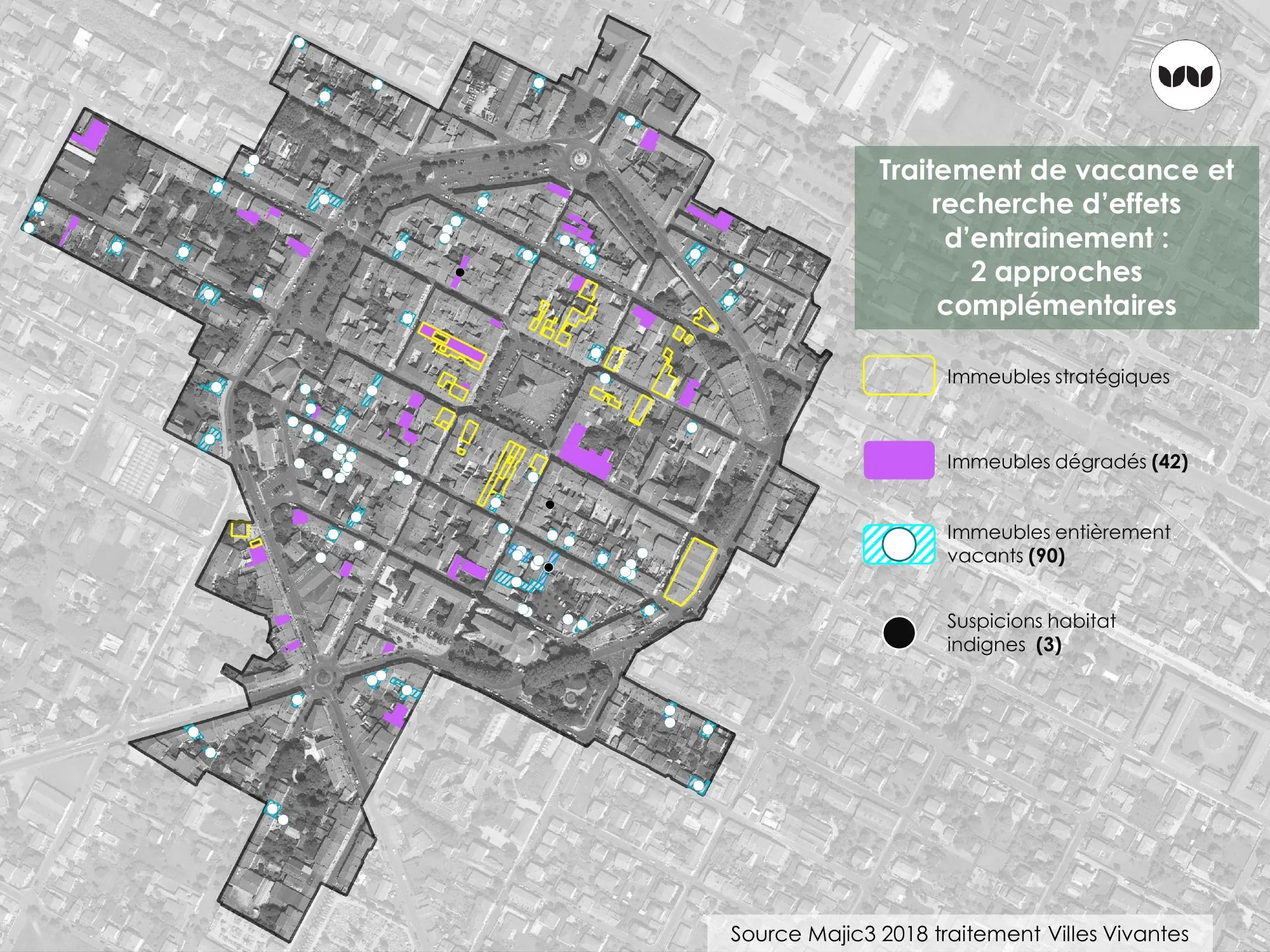 Localisation des immeubles stratégiques, dégradés et vacants