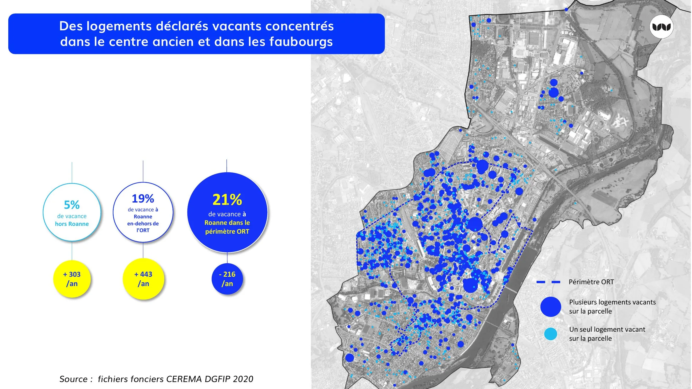Localisation des logements vacants dans le centre ancien et les faubourgs