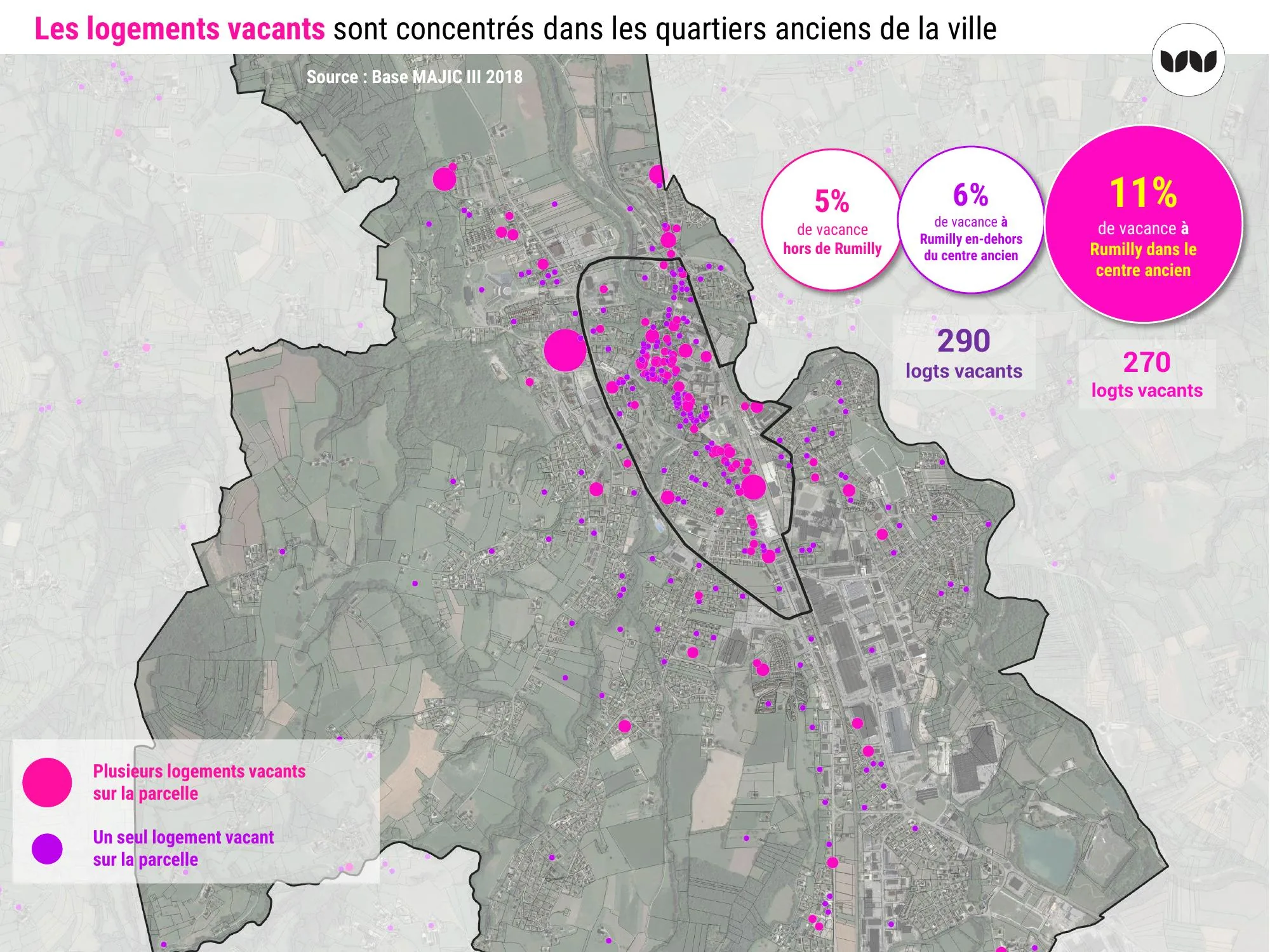Répartition spatiale des logements vacants selon leur nombre par parcelle
