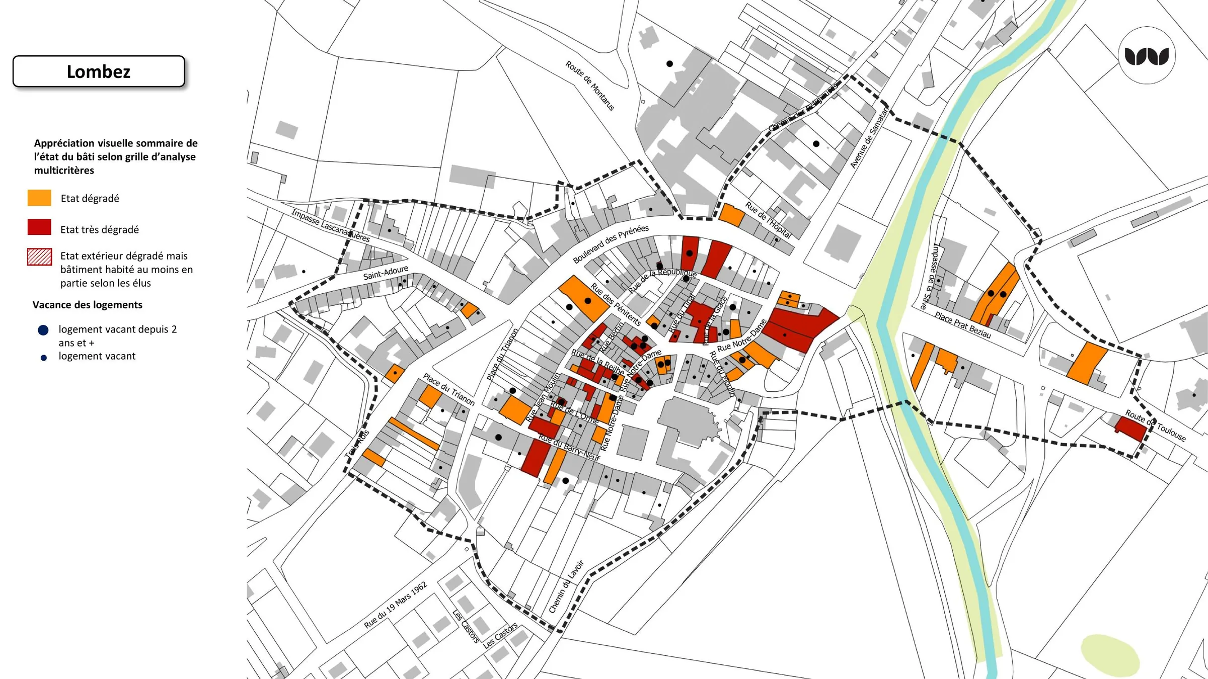 Cartographie de l'état du bâti et de la vacance à Lombez