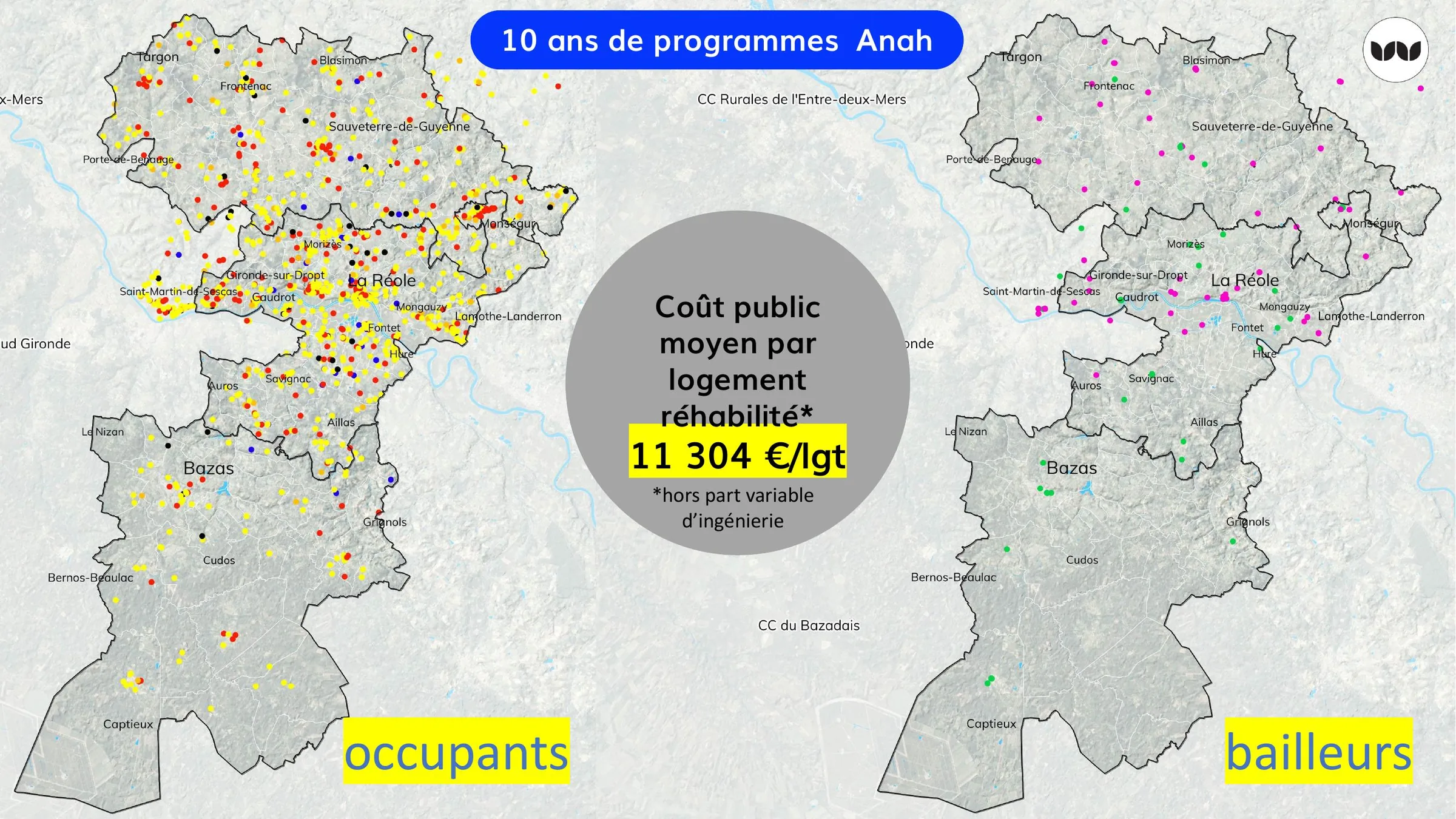 Localisation des programmes Anah sur 10 ans, occupants et bailleurs
