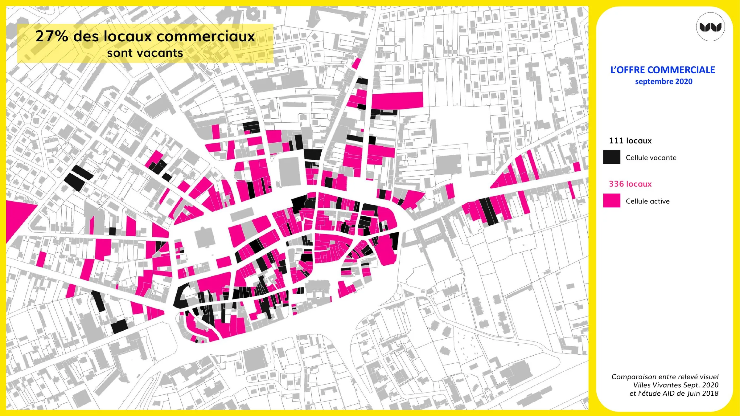 Cartographie de l'offre commerciale, 27 % des locaux vacants