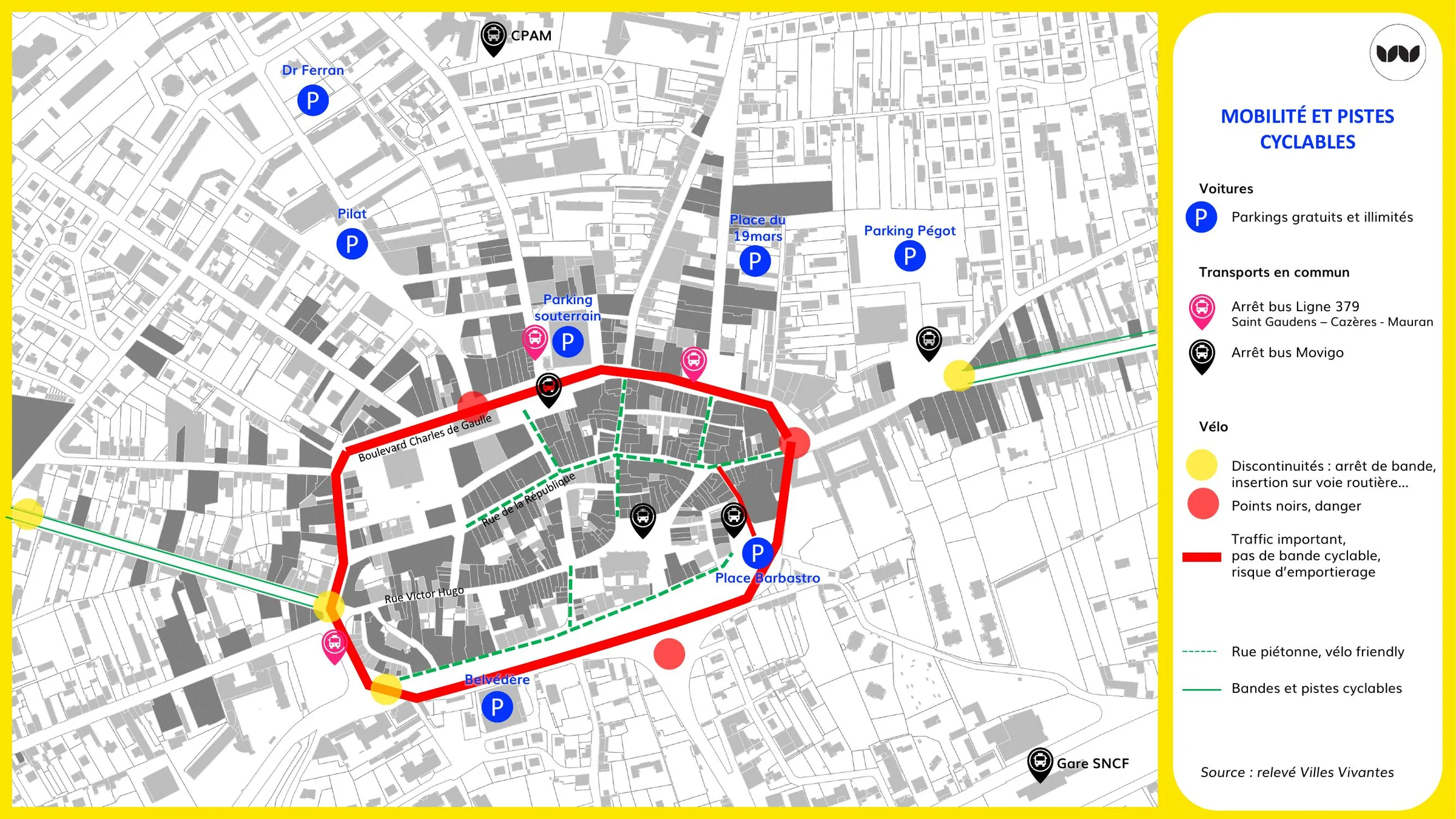 Discontinuités et points noirs du réseau cyclable