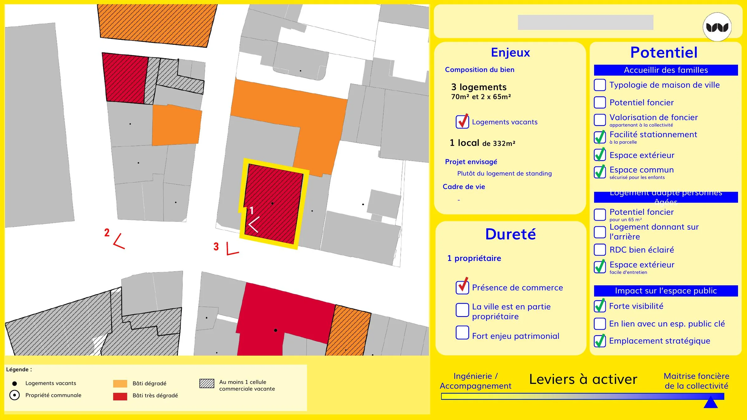 Analyse des enjeux et du potentiel du site : trois logements vacants
