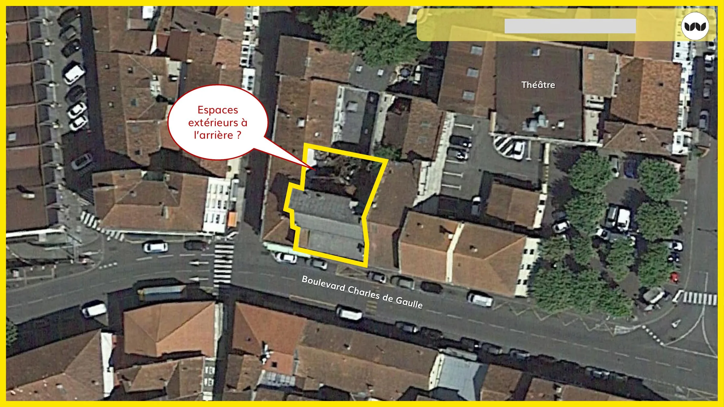Repérage des espaces extérieurs potentiels à l'arrière du bâtiment