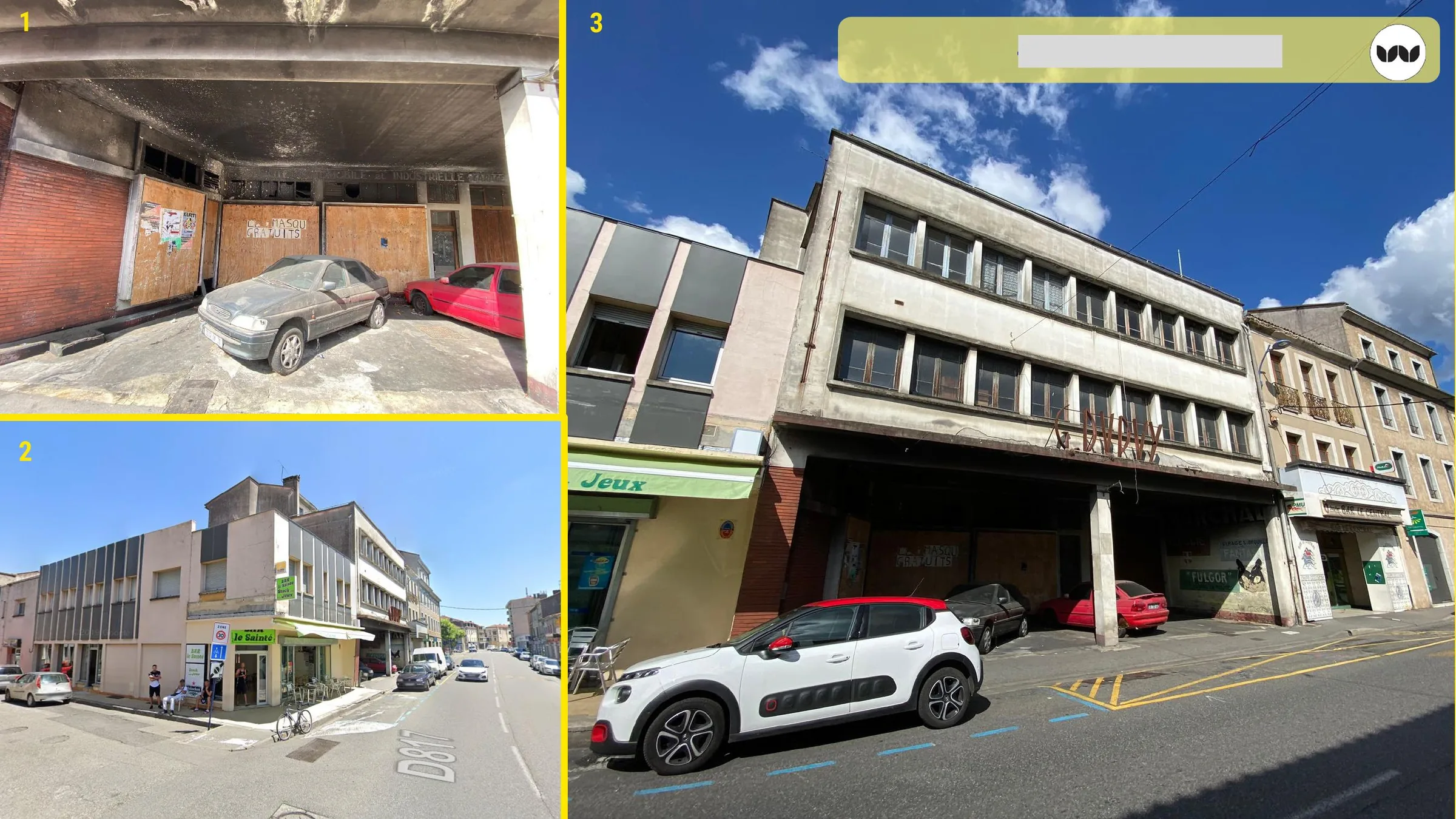 Vues de l'immeuble dégradé boulevard Charles de Gaulle