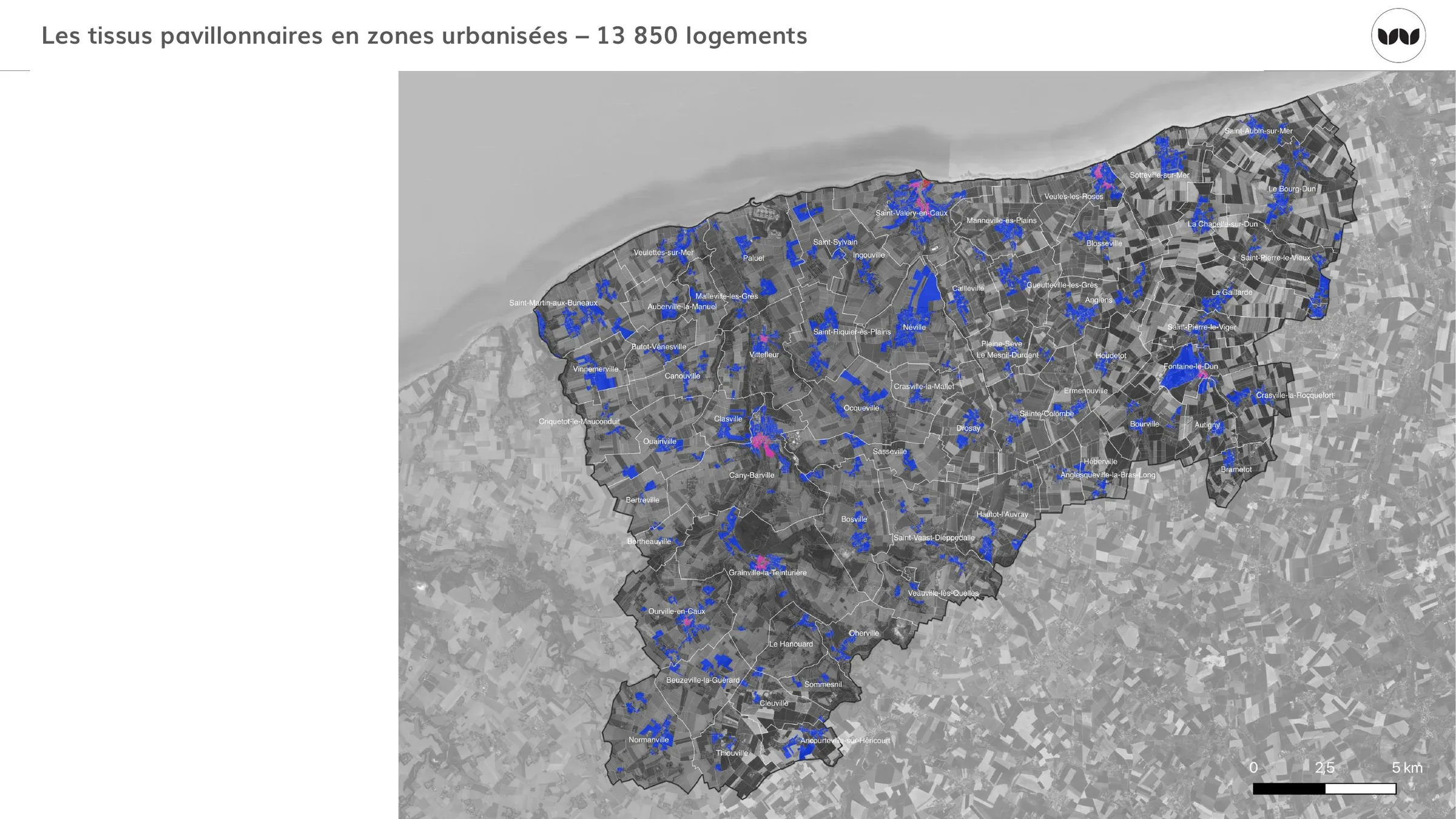 Localisation des tissus pavillonnaires en zones urbanisées, 13 850 logements