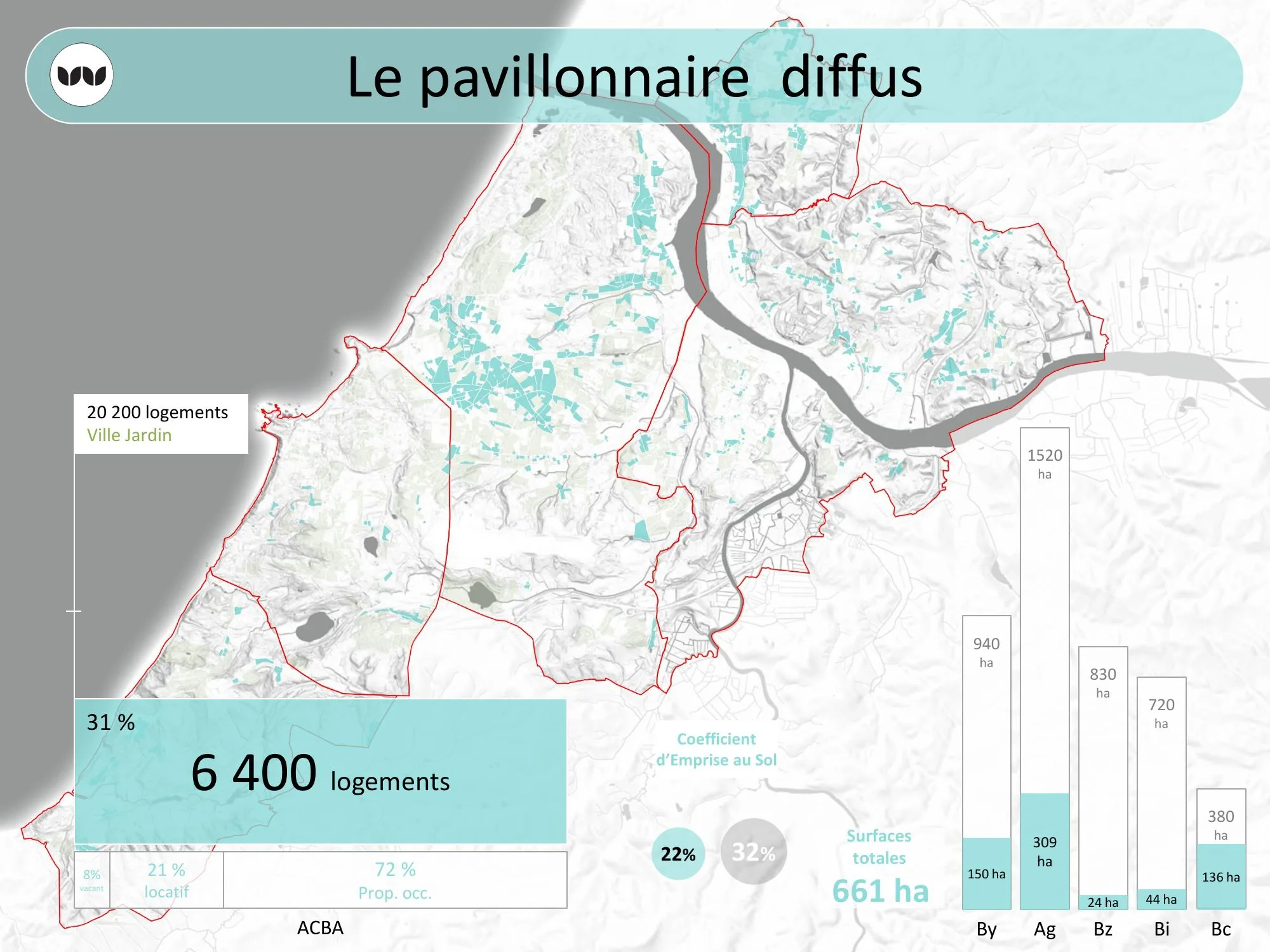 Répartition des 6 400 logements du pavillonnaire diffus par commune