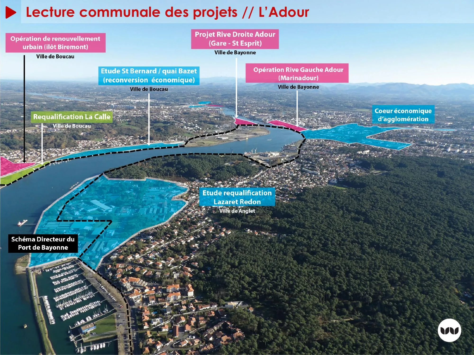 Détail des opérations de renouvellement urbain et de reconversion économique sur l'Adour